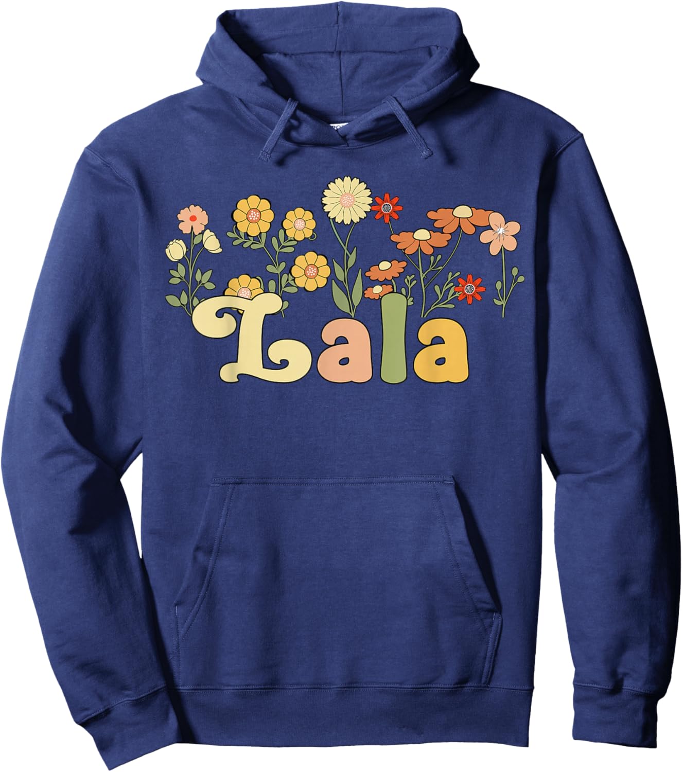 Groovy Lala Grandmother Flowers Lala Grandma Hoodie - Hoodie | Navy