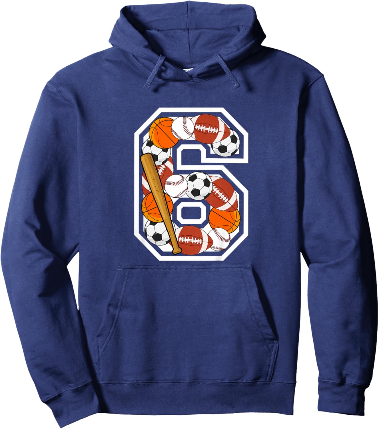 Kids 6th Birthday Sports Birthday Party 6 Year Old Boy Hoodie - Hoodie | Navy