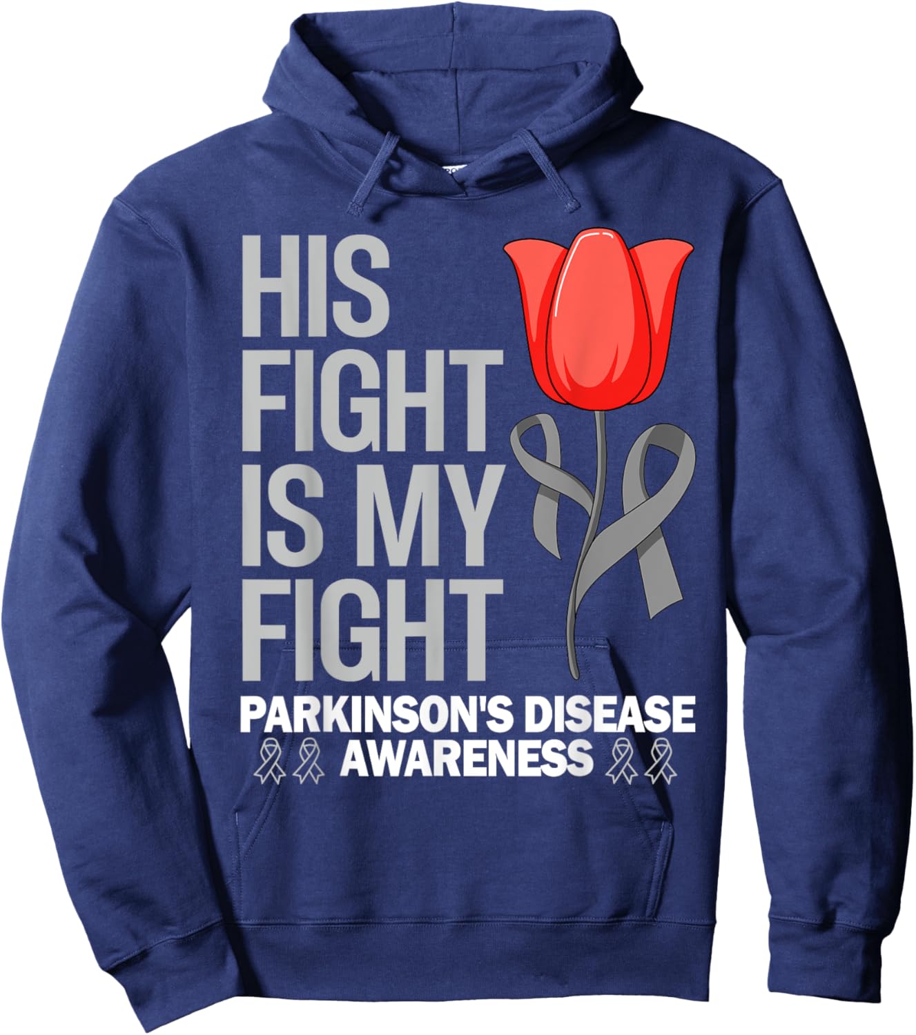 Parkinson's Disease Awareness Gray Ribbon Tulip parkinsons Hoodie - Hoodie | Navy