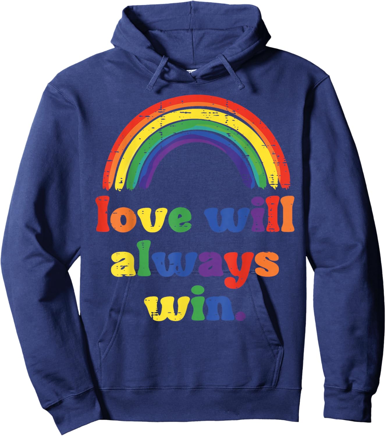 Gay Pride Month Love Always Win LGBTQ Ally Rainbow Men Women Hoodie - Hoodie | Navy