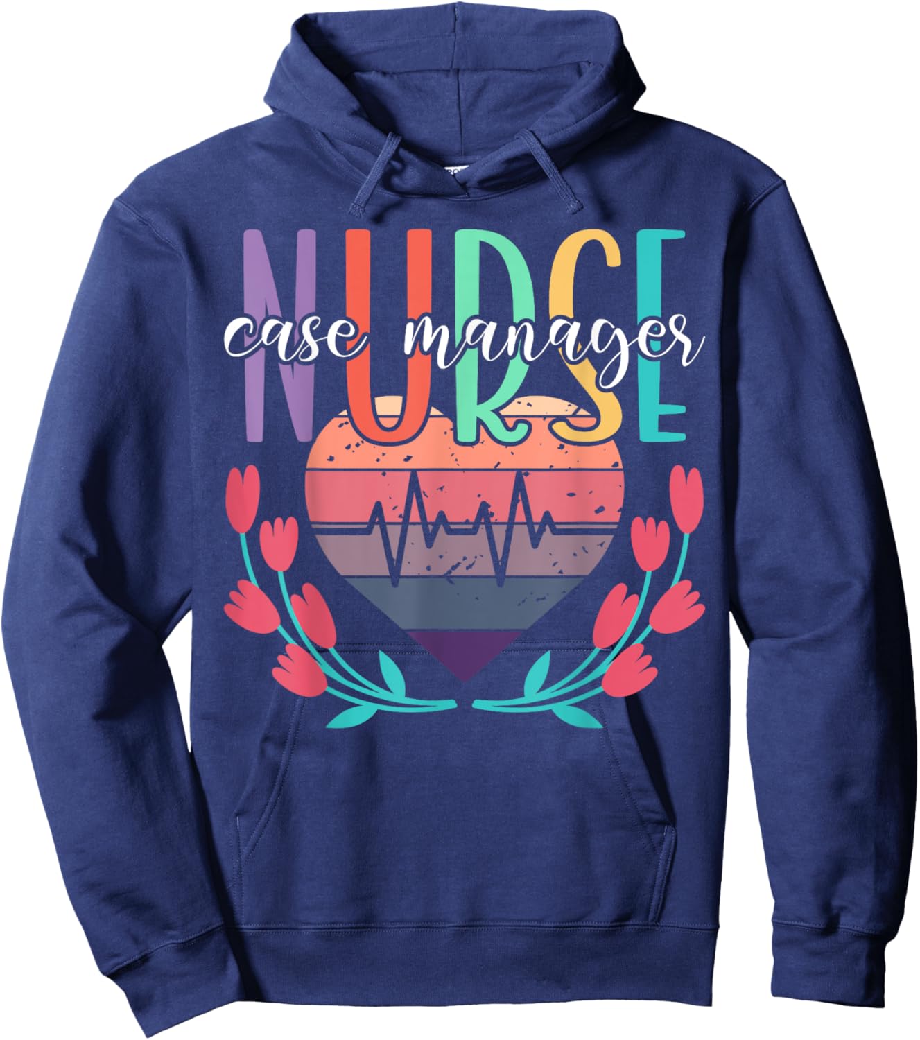 Nurse Case Manager Heart Hoodie - Hoodie | Navy