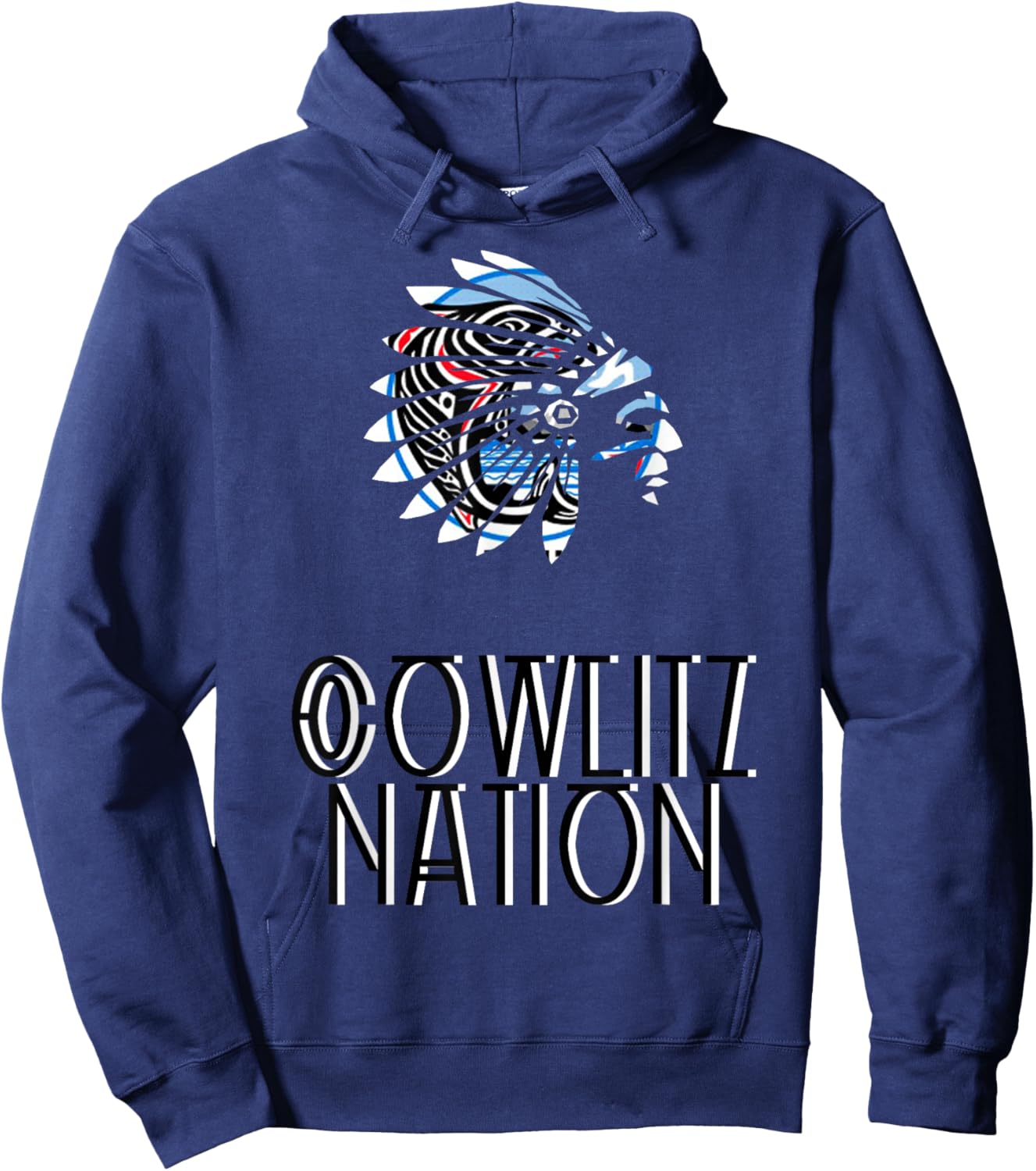 Cowlitz Tribal Nation Flag | Native American | Headdress Hoodie - Hoodie | Navy