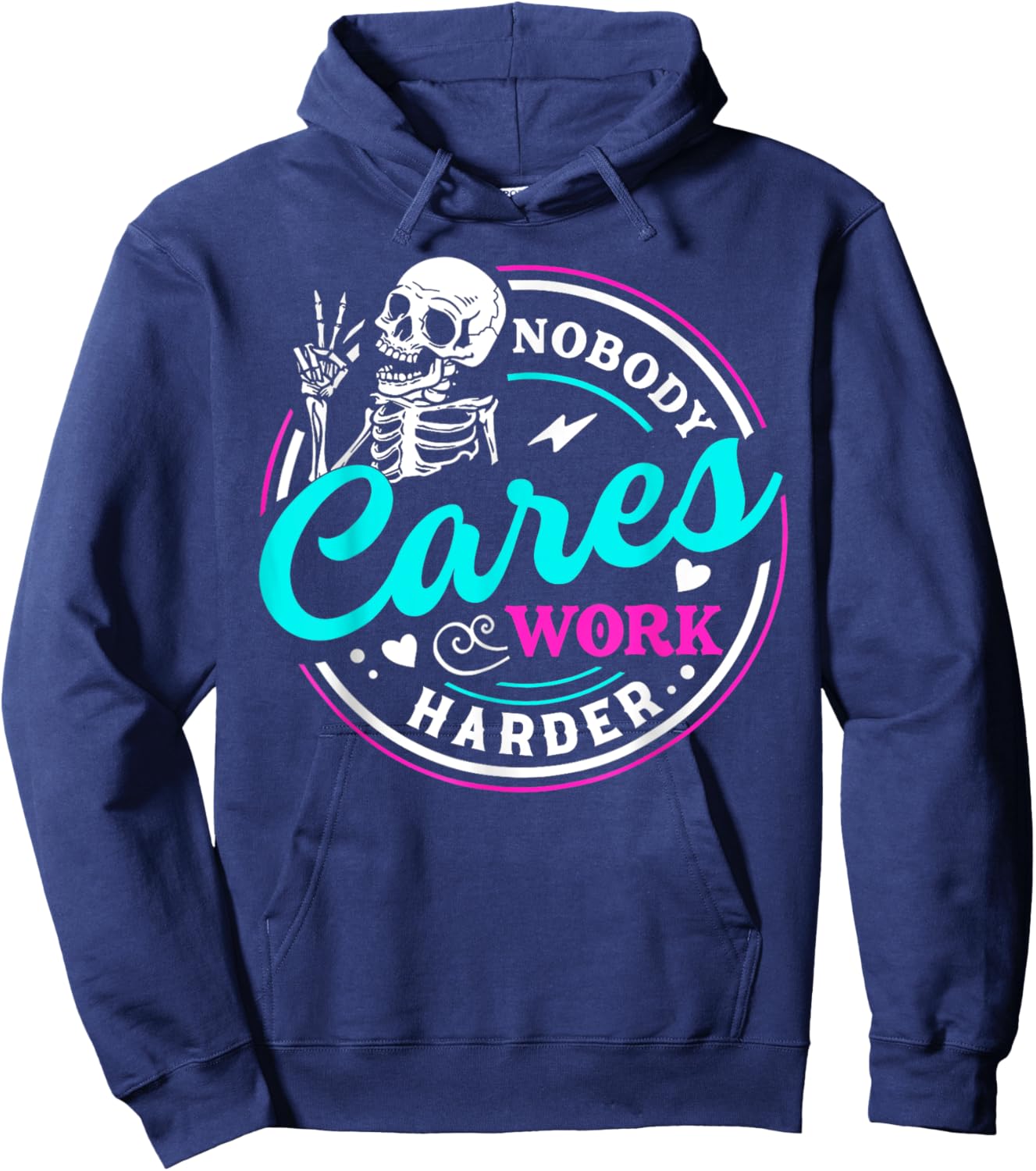 Nobody Cares Work Harder Motivational Workout Gym - Women's Gymnastics - Black, Small Hoodie - Hoodie | Navy
