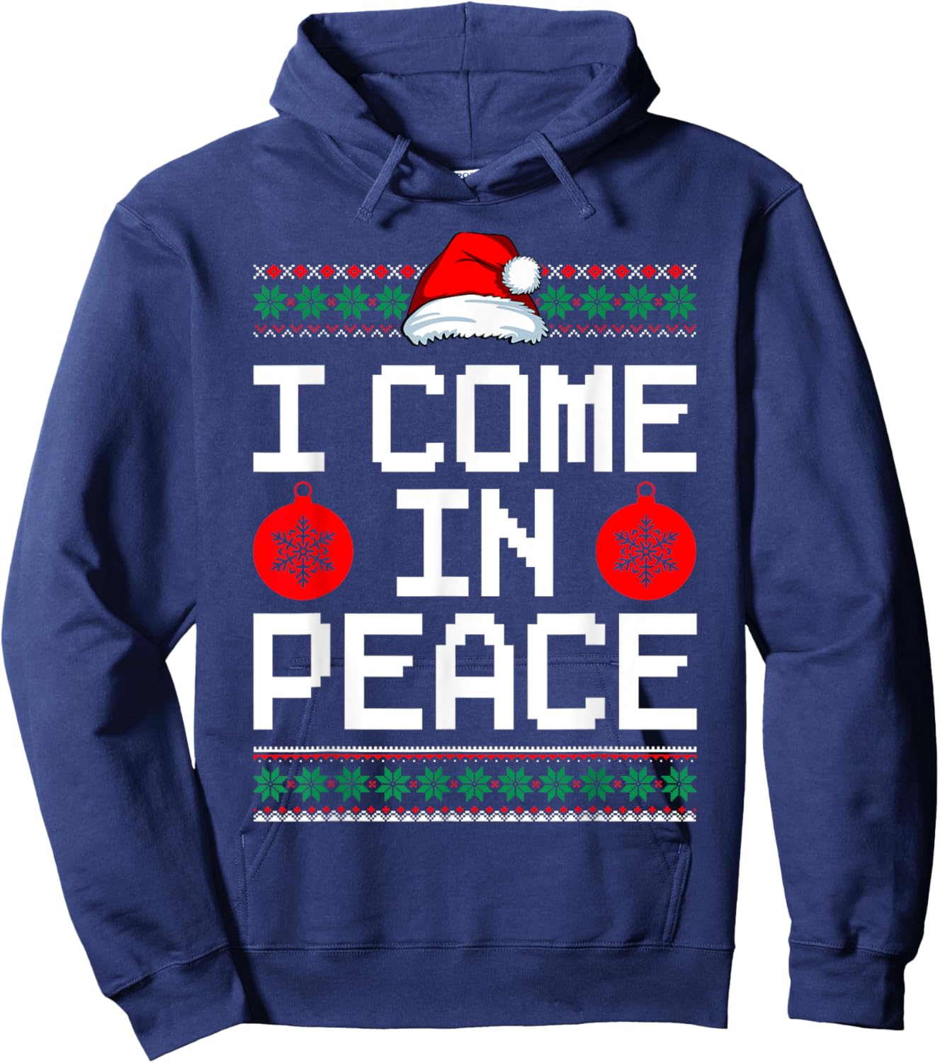 I Come In Peace Matching Couple Ugly Christmas Xmas Sweaters Hoodie - Hoodie | Navy