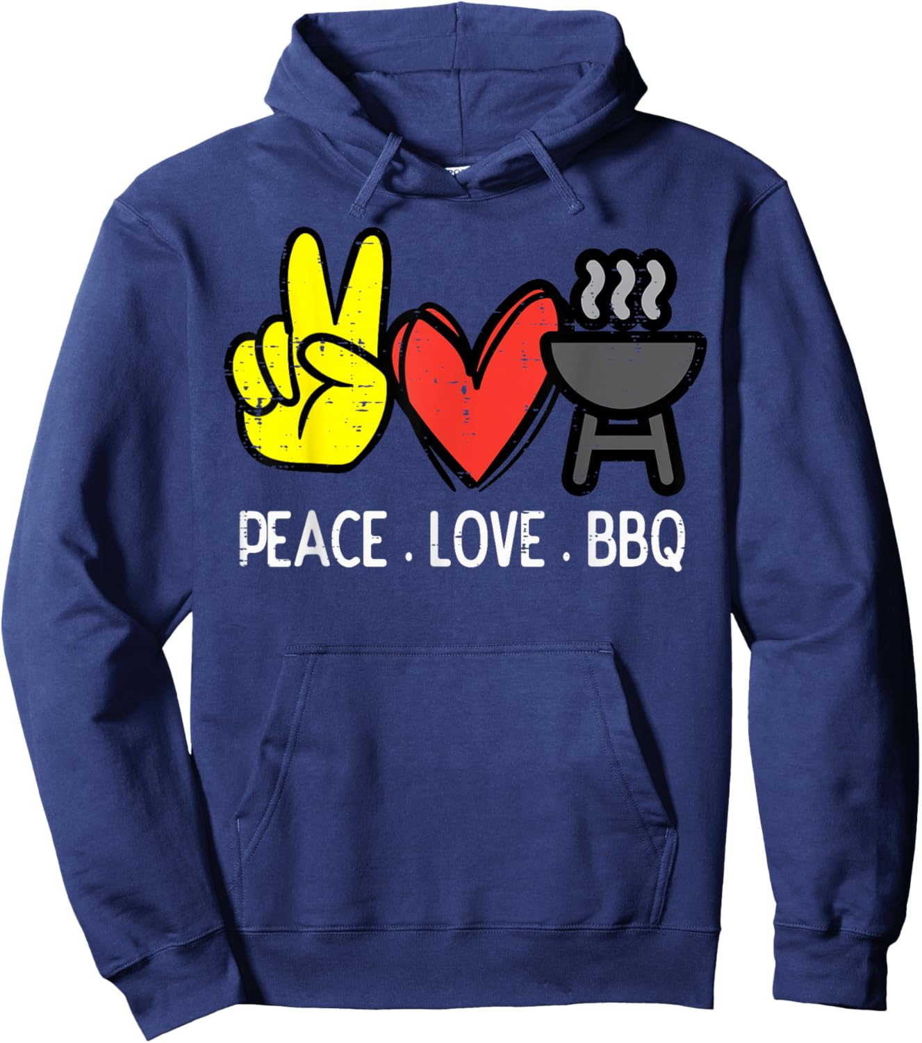 Peace Love Bbq Retro Barbecue Meat Grilling Men Women Kids Hoodie - Hoodie | Navy