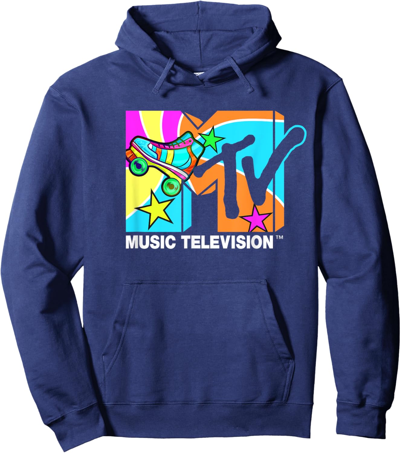 Mademark x MTV - Roller Skates MTV Logo Classic Music Television Hoodie - Hoodie | Navy