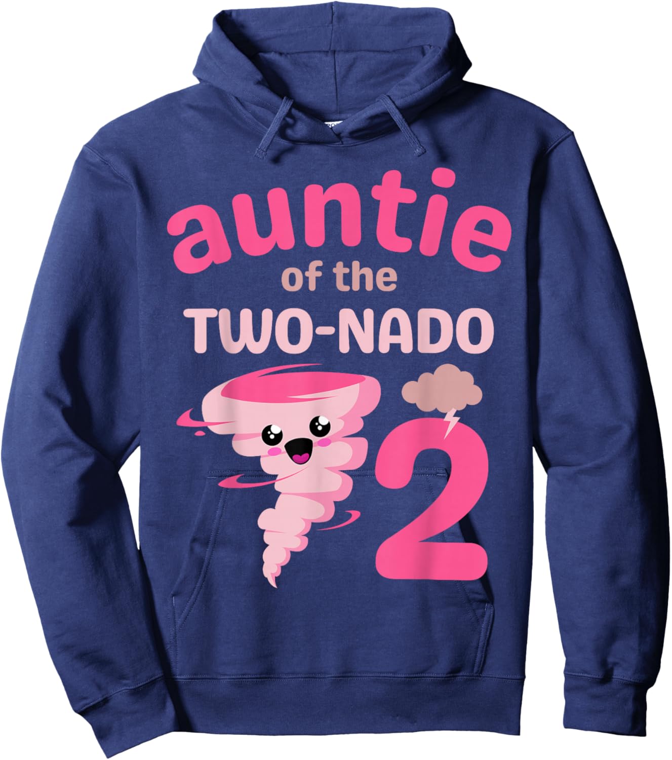 Auntie of the Two-nado Tornado Theme 2nd Birthday Party Kids Hoodie - Hoodie | Navy