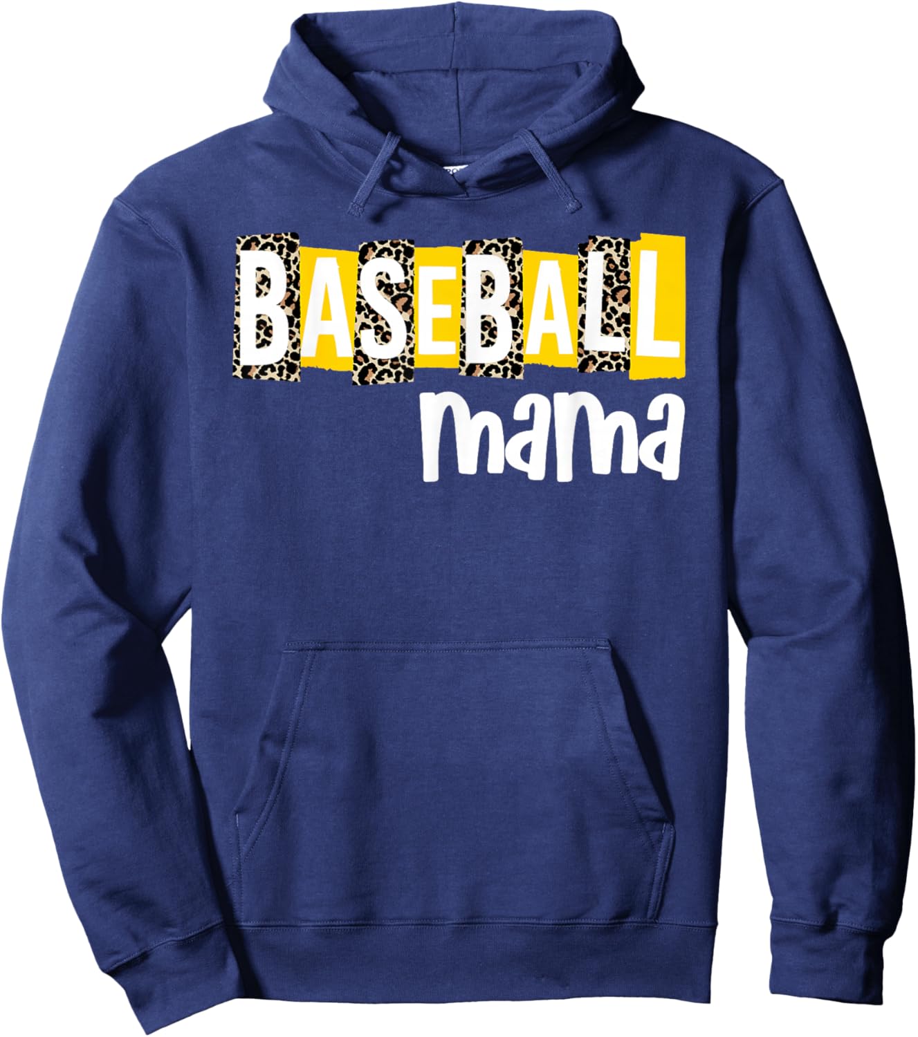 Baseball Mama Yellow Leopard Print Baseball Mom Gear Sports Hoodie - Hoodie | Navy