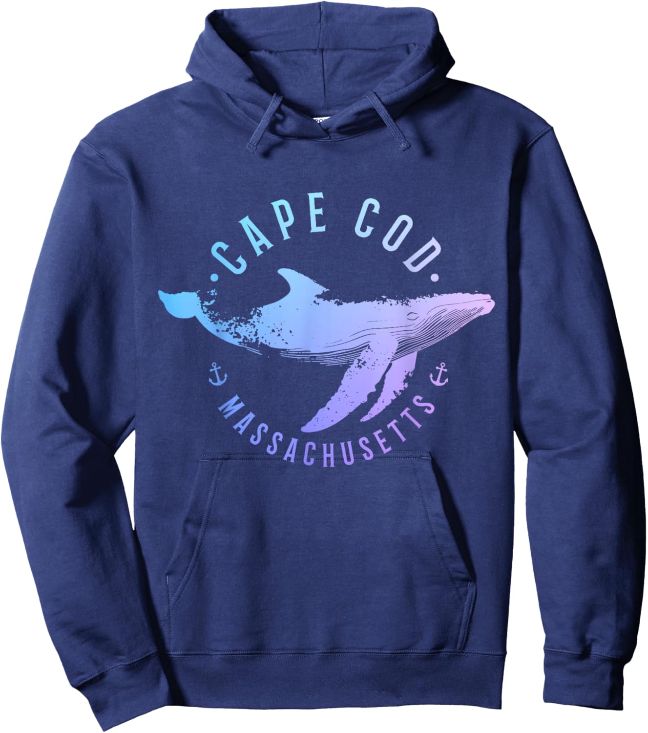 Cape Cod Massachusetts Souvenir Whale Ocean Nautical Hoodie - Hoodie | Navy