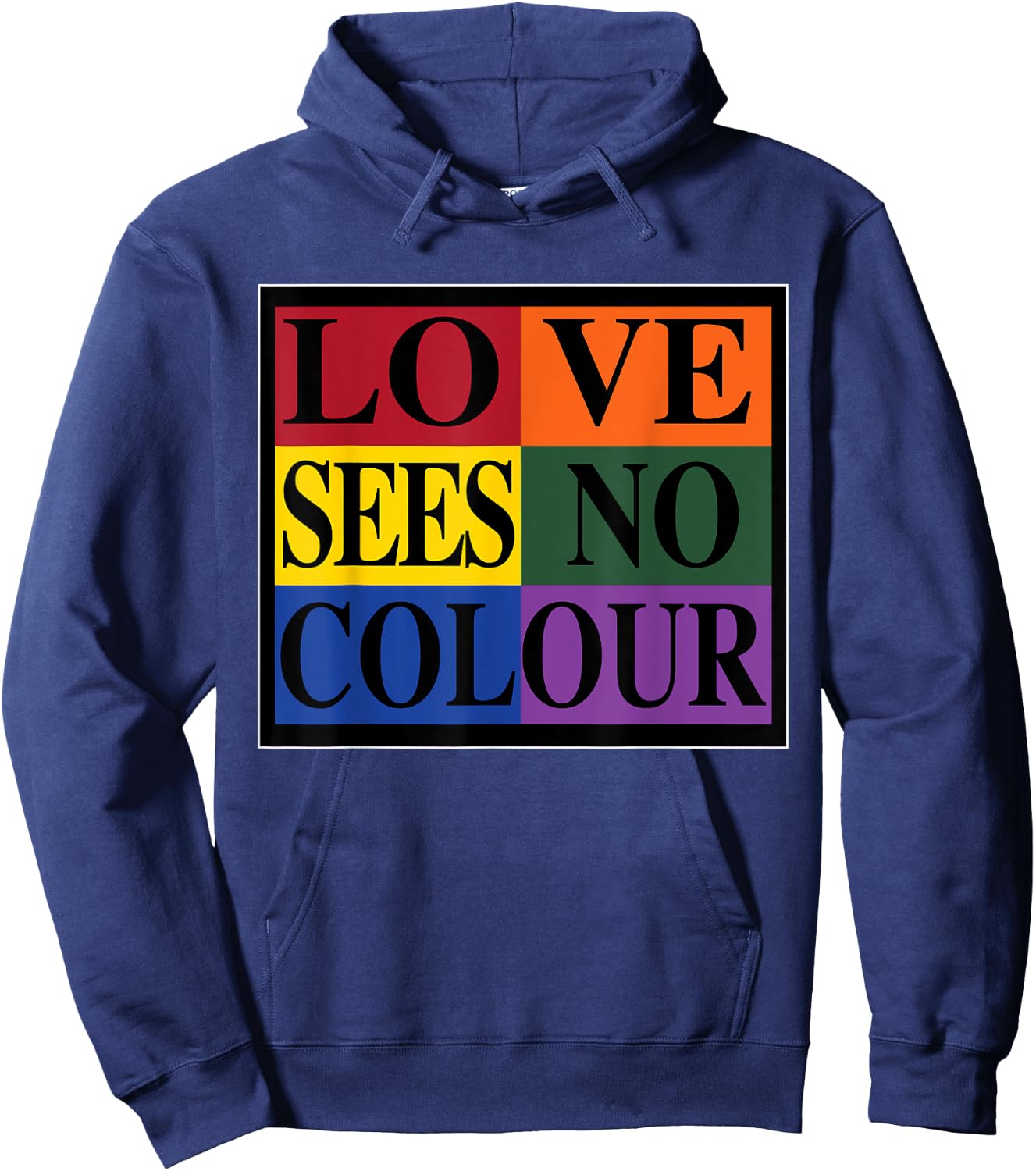 Love Sees No Colour | Retro Graphic 1990's Urban Vintage Hoodie - Hoodie | Navy