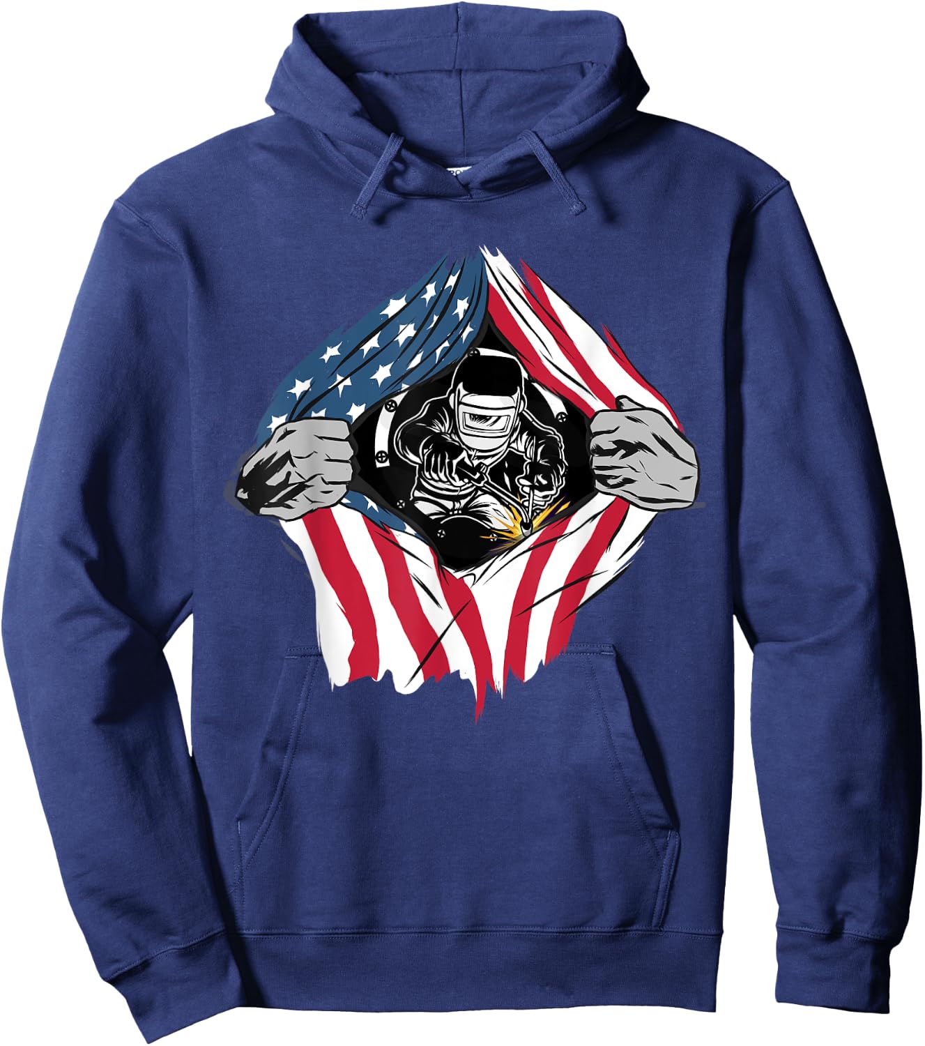 American Flag Welder Patriotic USA 4th Of July Welding Gift Women Men Hoodie - Hoodie | Navy