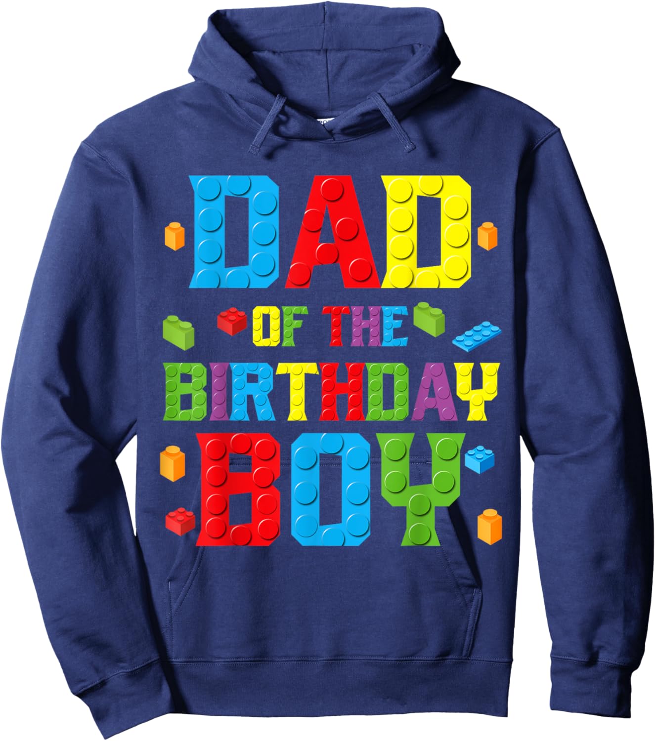 Dad Of The Birthday Boy Shirt Birthday Party Building Block Hoodie - Hoodie | Navy