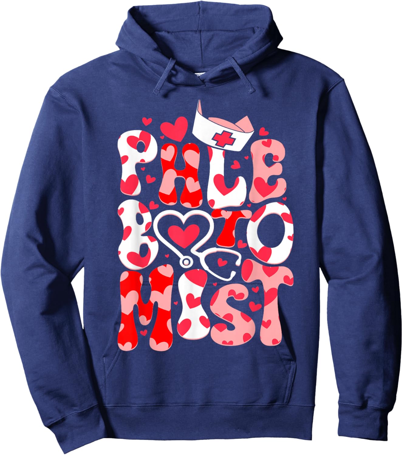 Phlebotomist Heart Phlebotomy Tech Nurse Gift Valentines Day Hoodie - Hoodie | Navy
