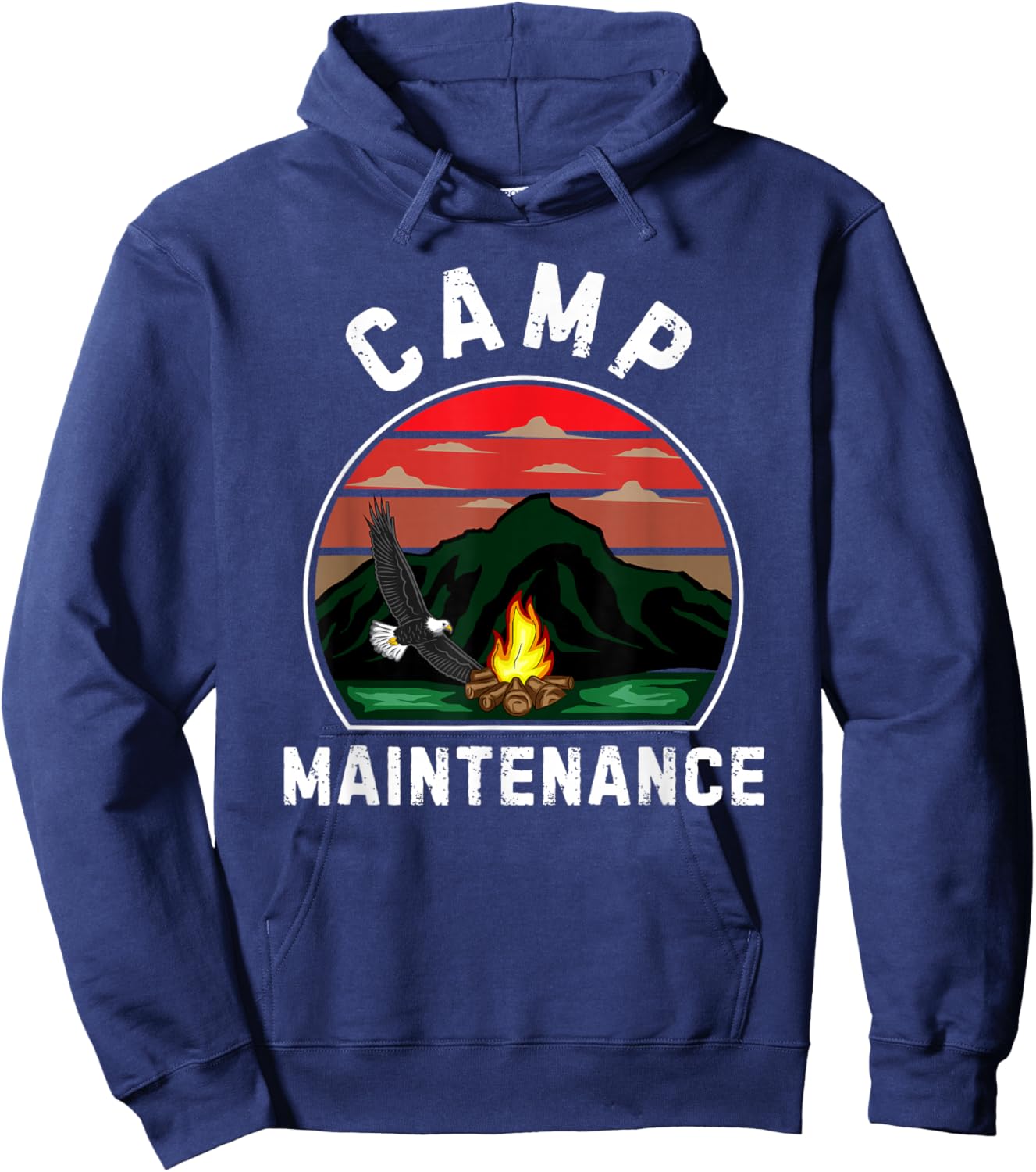 Camp Maintenance Retro Summer Camper Staff Camping Hoodie - Hoodie | Navy