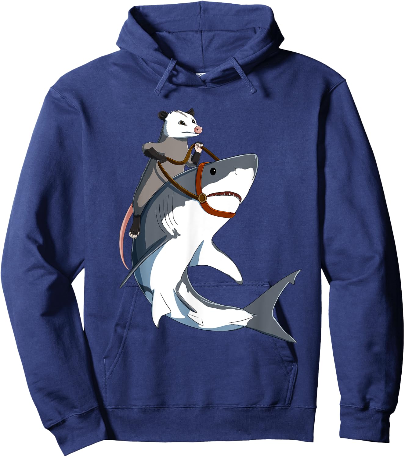 Funny Opossum Riding Shark Hoodie - Hoodie | Navy