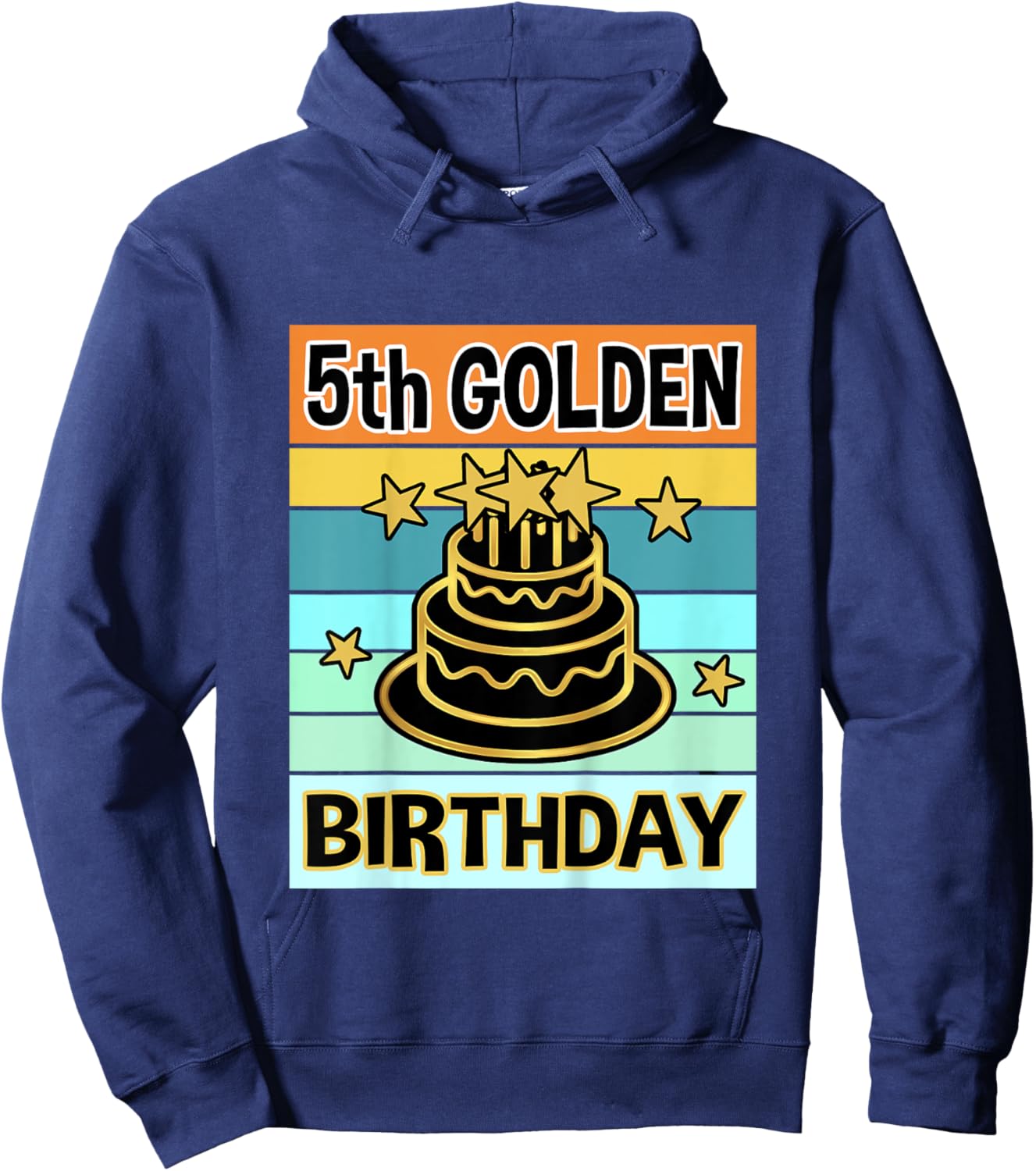 Kids Kids 5th Golden Birthday Shirt My Birthday Golden Boys Girls Hoodie - Hoodie | Navy