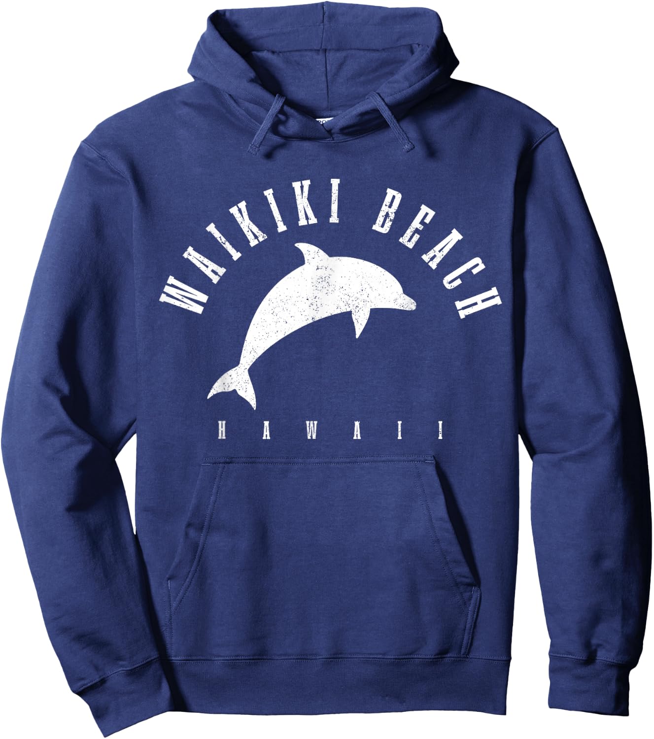 Waikiki Beach Hawaii Hawaiian Surf Vintage Dolphin Vacation Hoodie - Hoodie | Navy