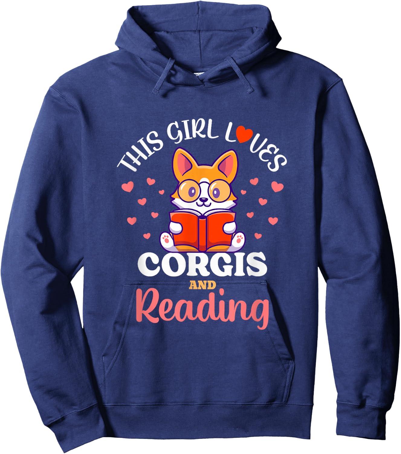 This Girl Loves Corgis and Reading Dog Design Hoodie - Hoodie | Navy