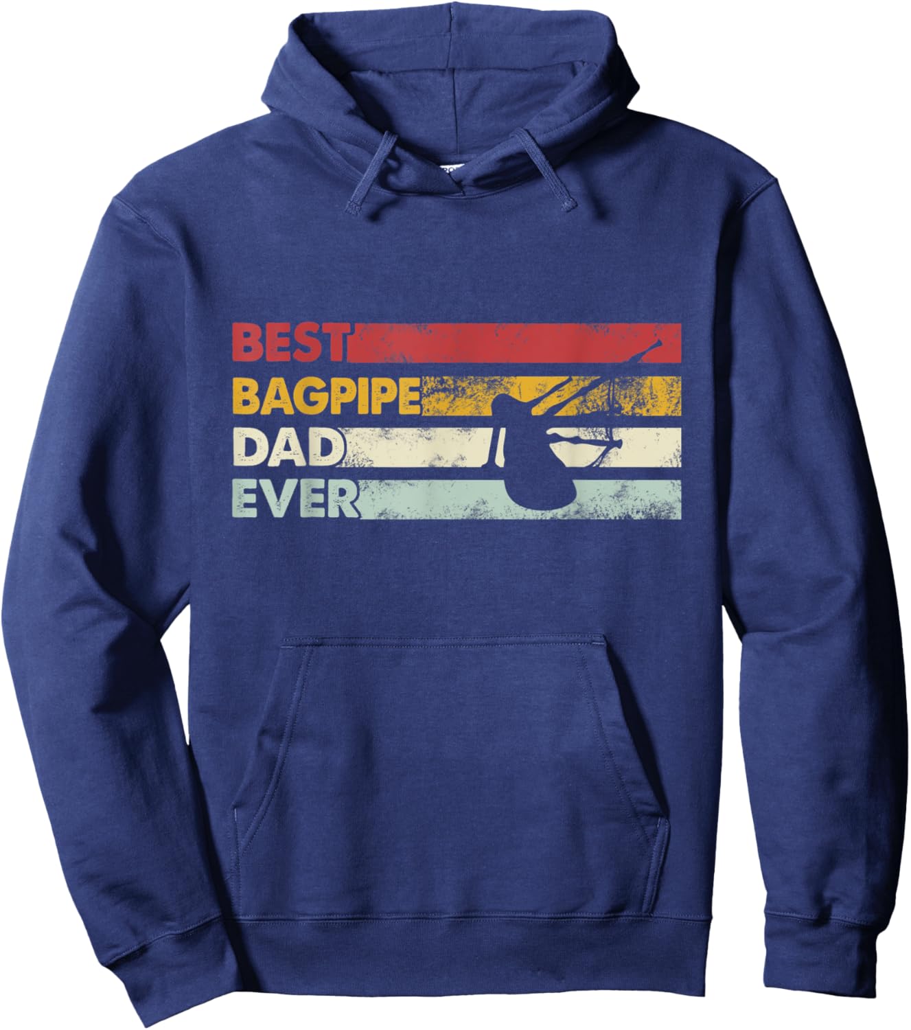 Best Dad Ever - Father Vintage Bagpipe Hoodie - Hoodie | Navy