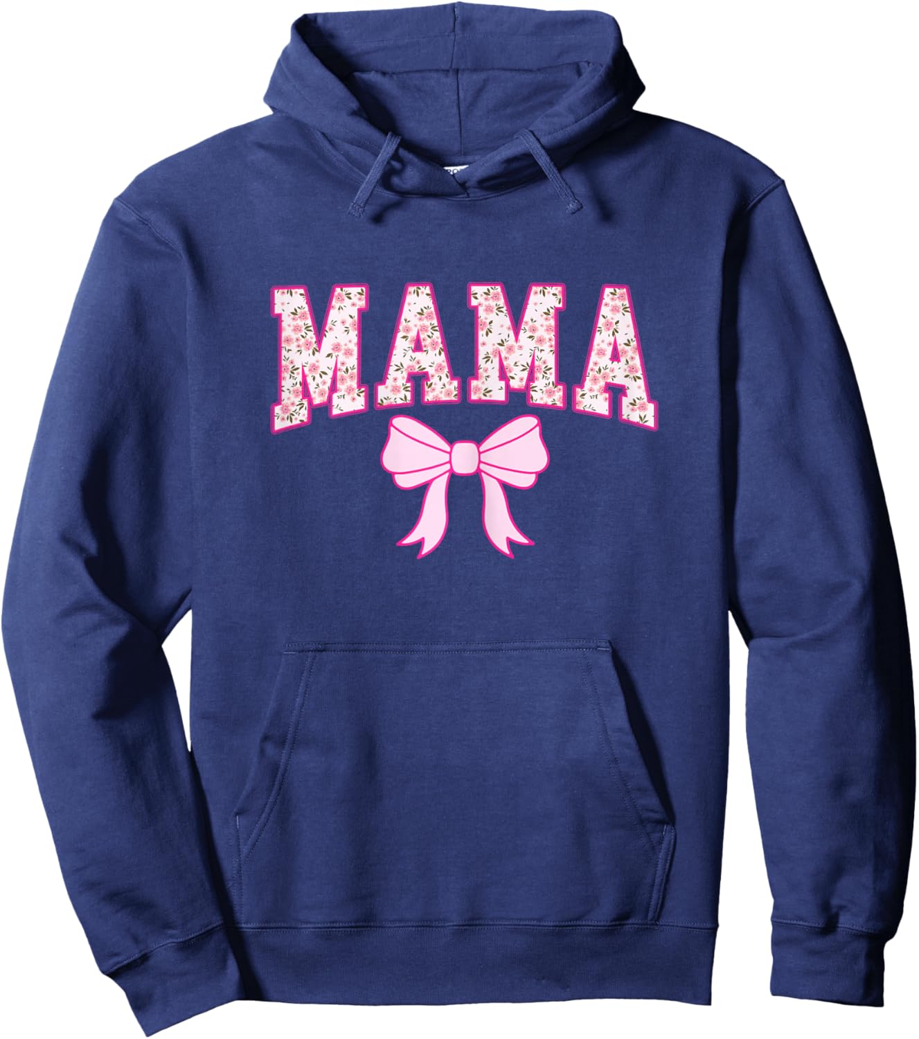 Mama Coquette Bow Retro Pink Aesthetic Mother's Day Mom Life Hoodie - Hoodie | Navy
