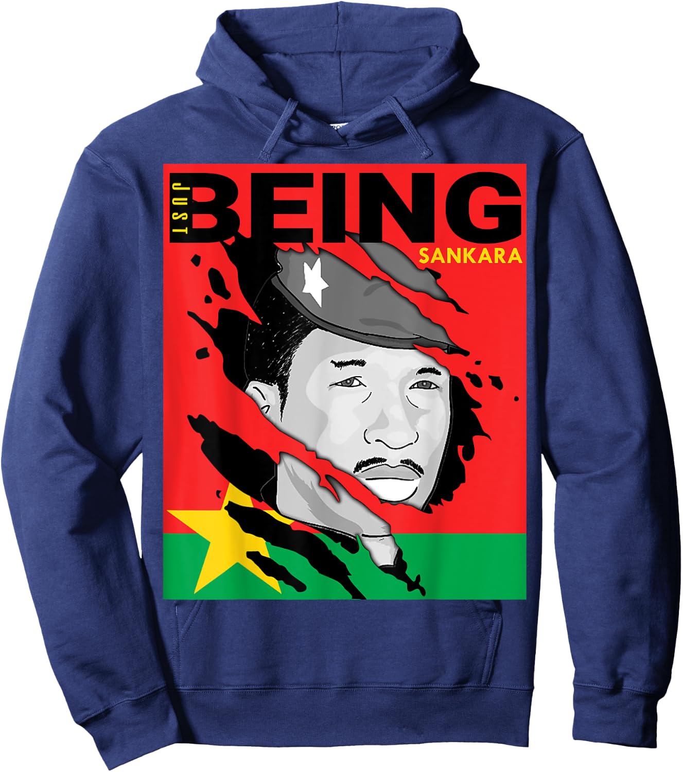 Just Being Thomas Sankara Burkina Faso Flag Hoodie - Hoodie | Navy