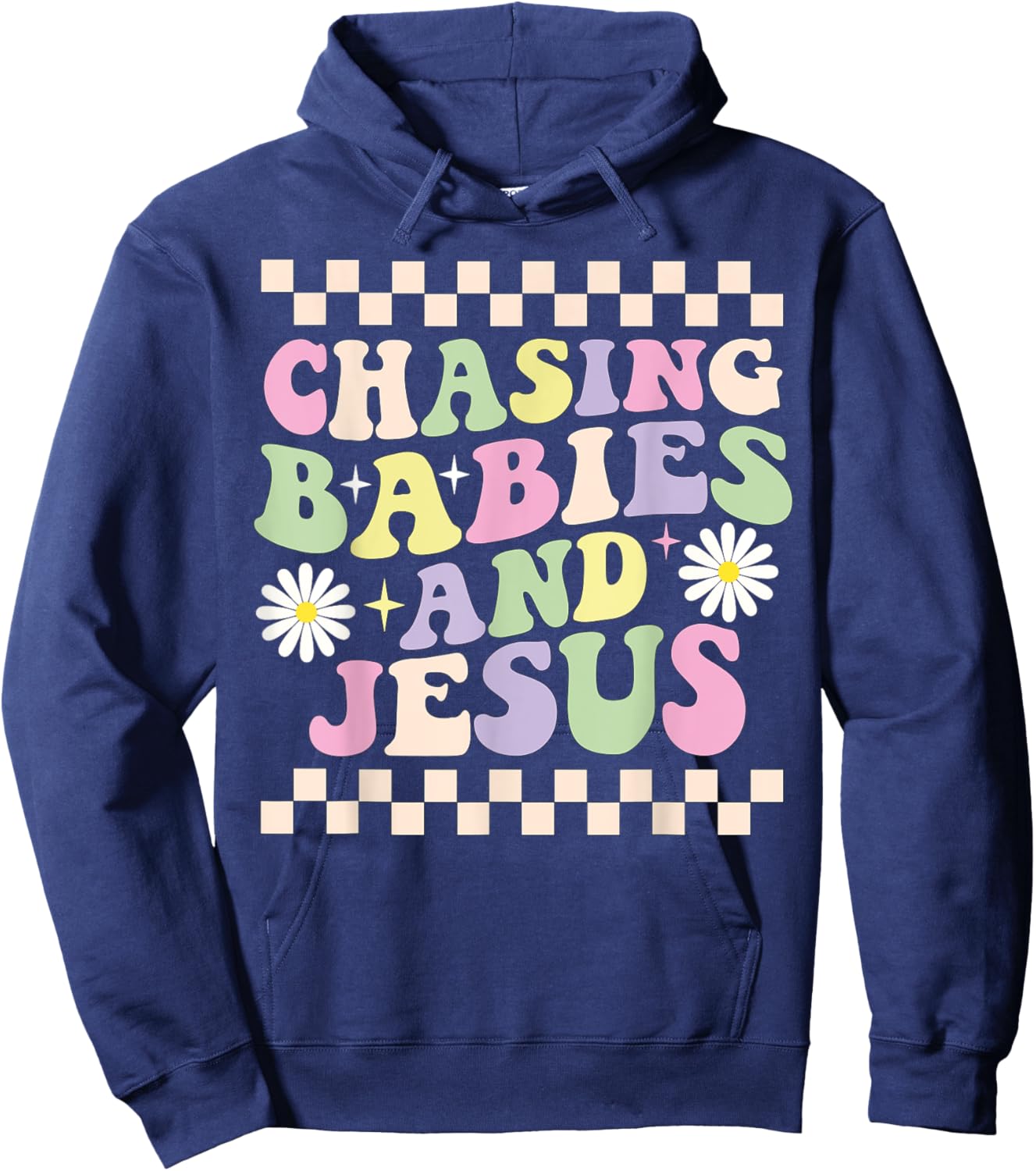 Chasing Babies And Jesus Groovy Hoodie - Hoodie | Navy
