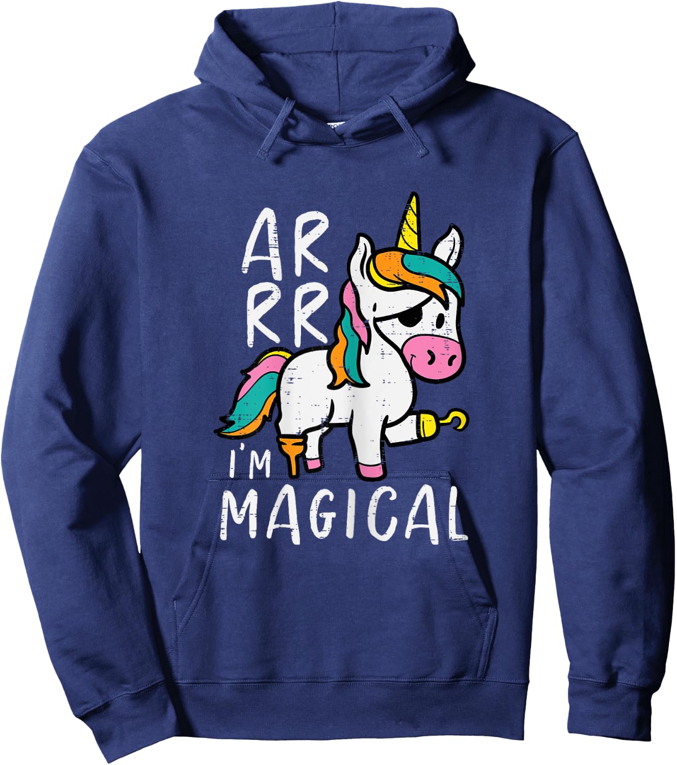 Pirate Unicorn Arrr Im Magical Halloween Toddler Girls Kids Hoodie - Hoodie | Navy