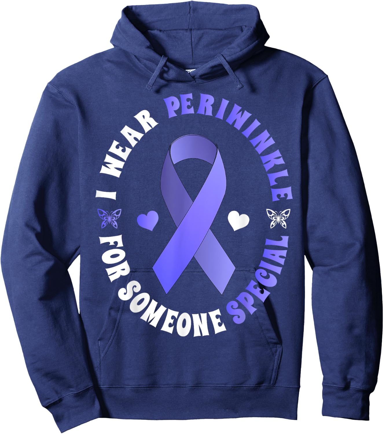 I Wear Periwinkle For Someone Special Cancer Ribbon Hoodie - Hoodie | Navy