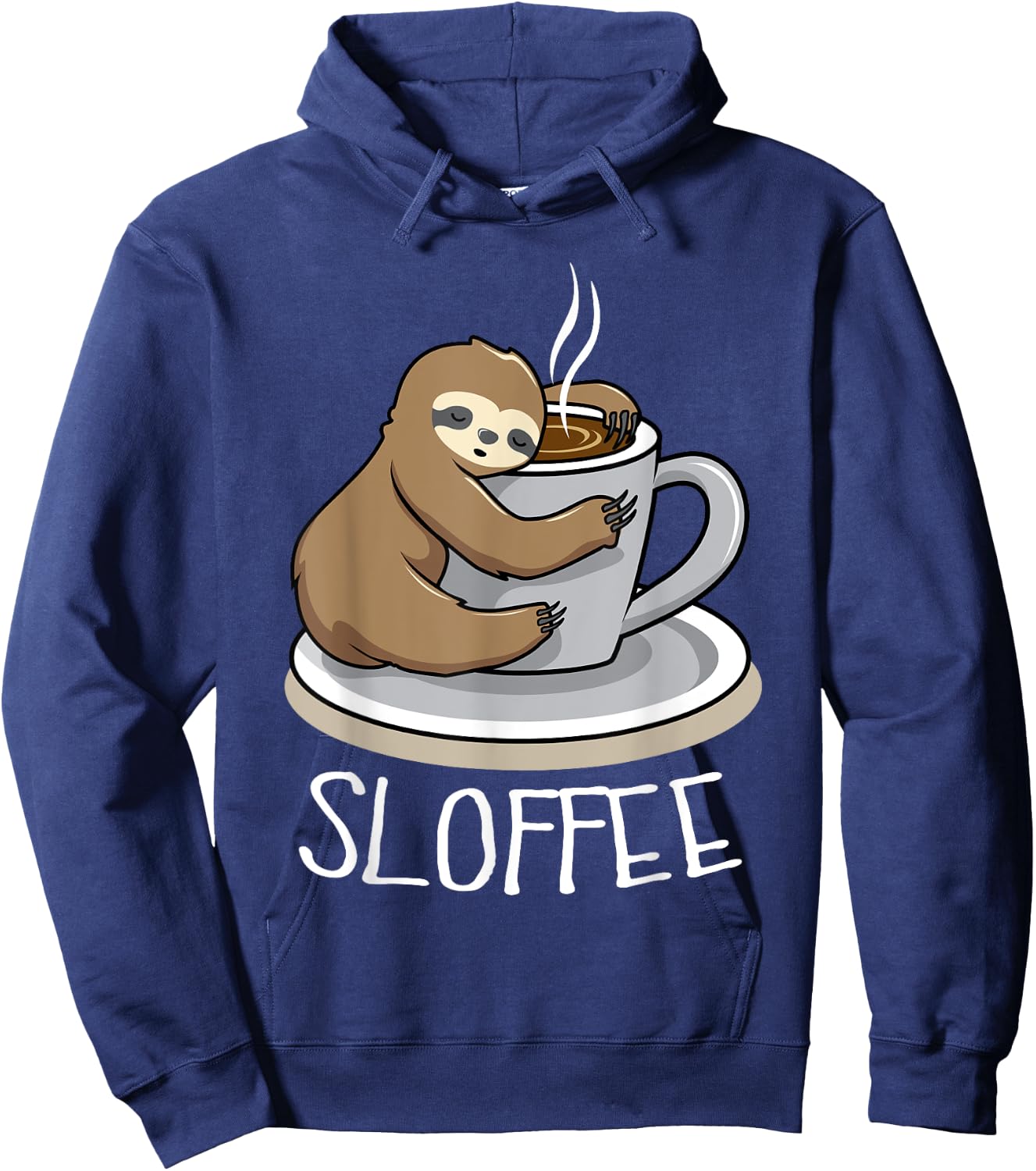 Sloth Sleep at Cup of Coffee Funny Sloth Sloffee Hoodie - Hoodie | Navy