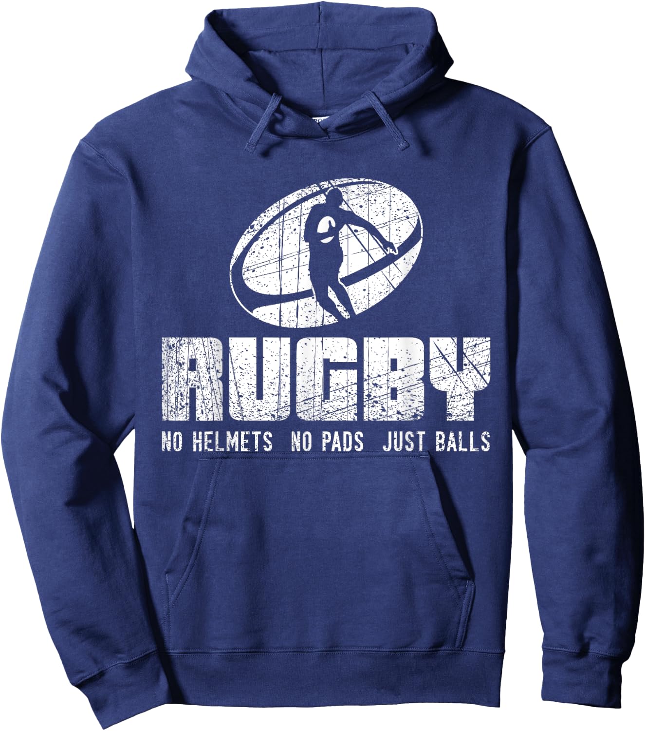 Rugby No Helmet No Pads Just Balls Shirt - Funny Rugby Quote Hoodie - Hoodie | Navy