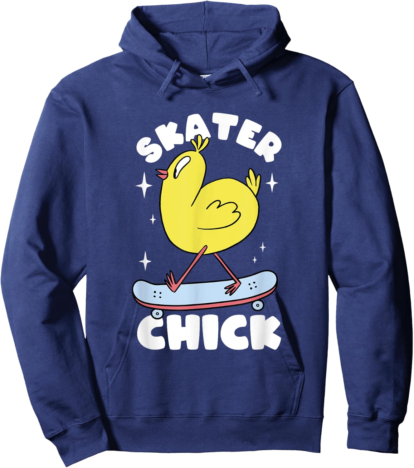 Skater Chick Cute Chicken Skateboard Skateboarding Girls Hoodie - Hoodie | Navy