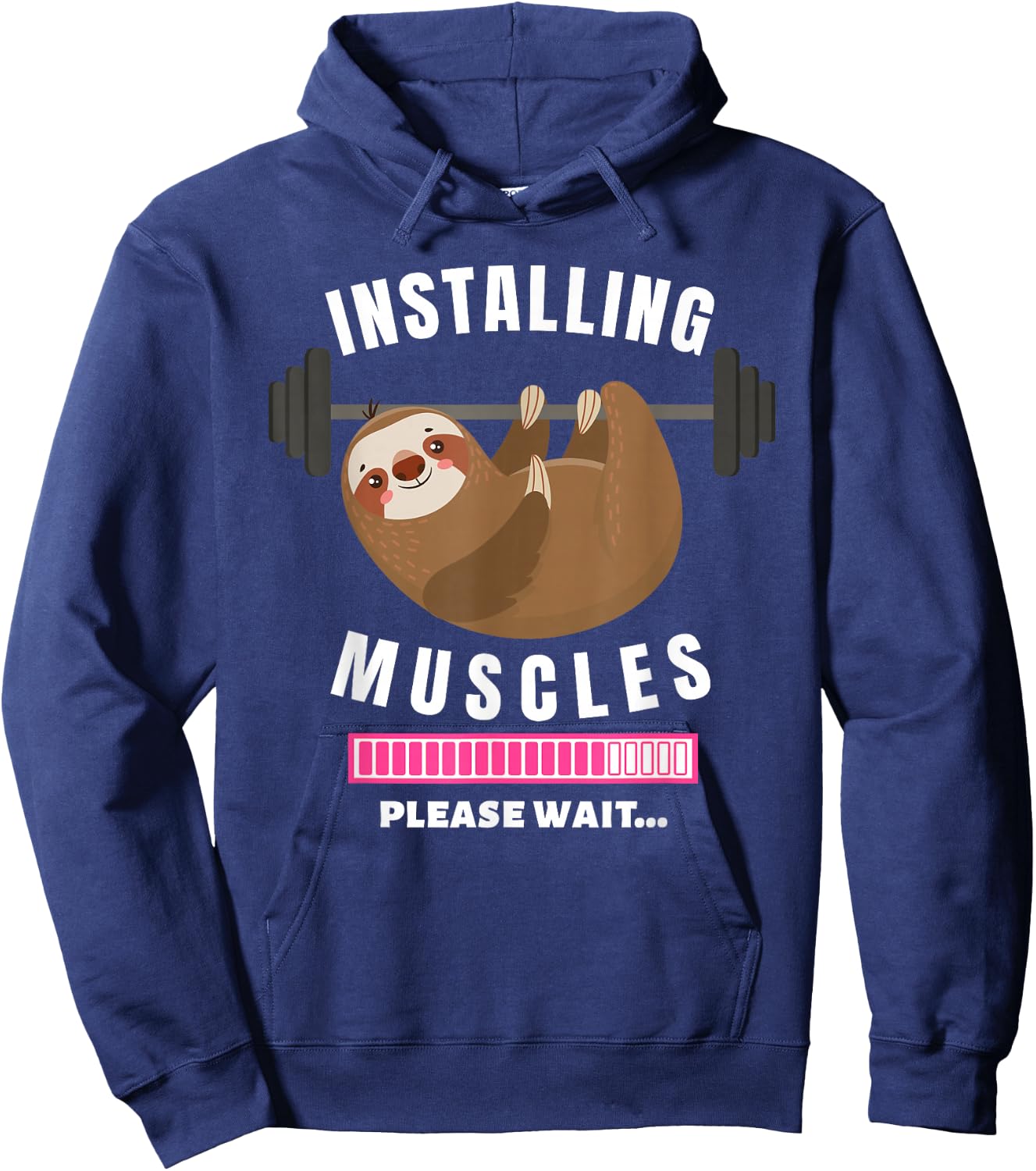 Installing Muscles Sloth Weight Lifting Fitness Motivation Hoodie - Hoodie | Navy