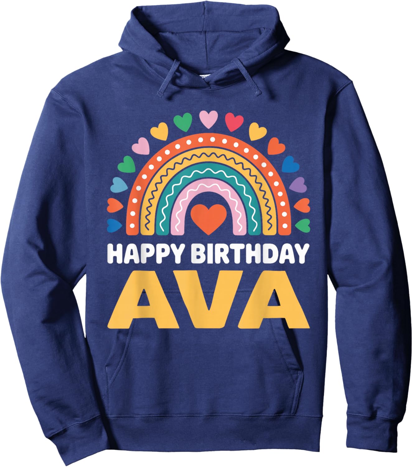 Ava Happy Birthday Rainbow Hoodie - Hoodie | Navy