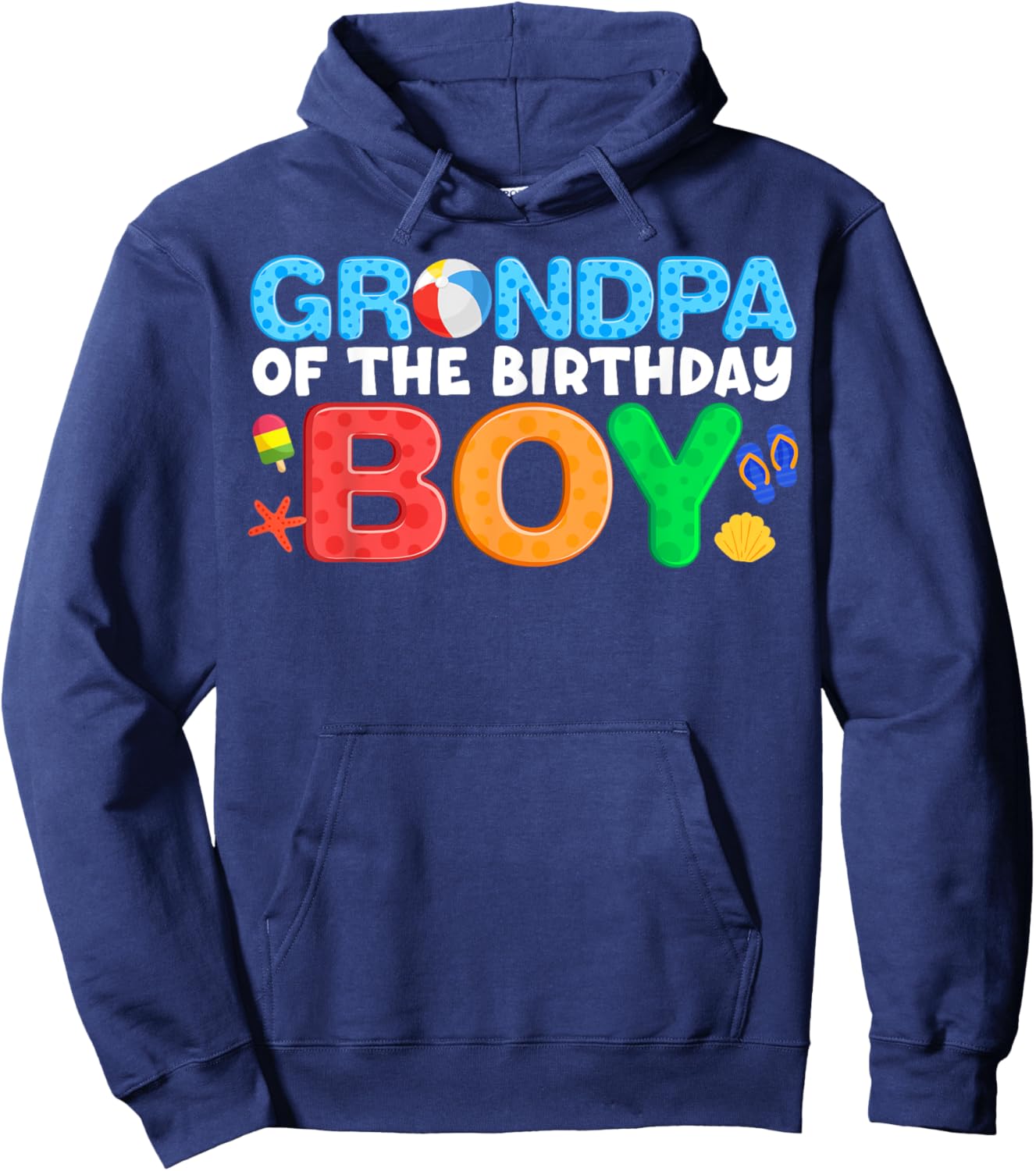 Grandpa Birthday Boy Beach Ball Theme Party Pool Matching Hoodie - Hoodie | Navy