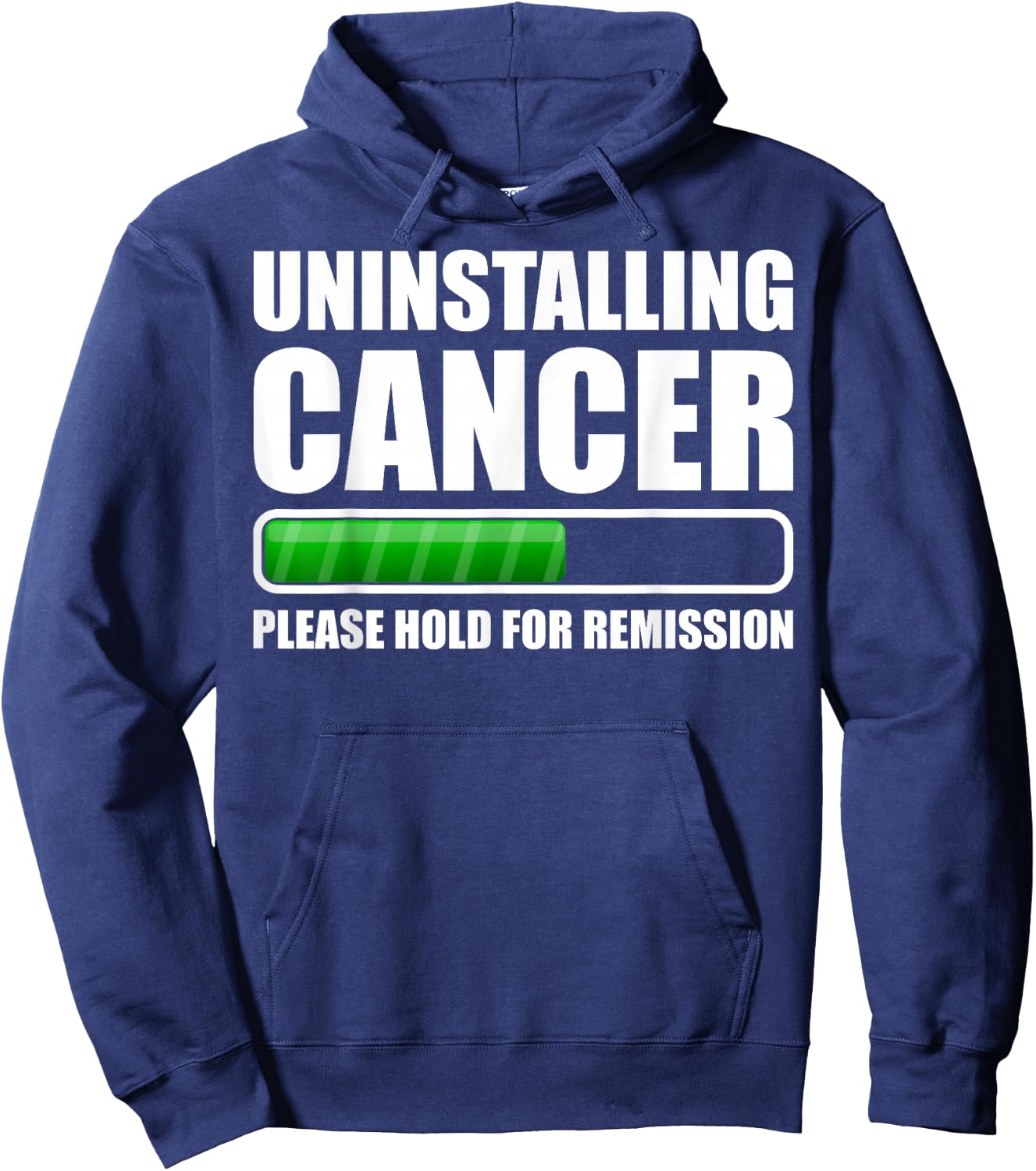 Uninstalling Cancer Gifts -Adults Cancer Awareness Black Small Modern Short Sleeve Hoodie - Hoodie | Navy