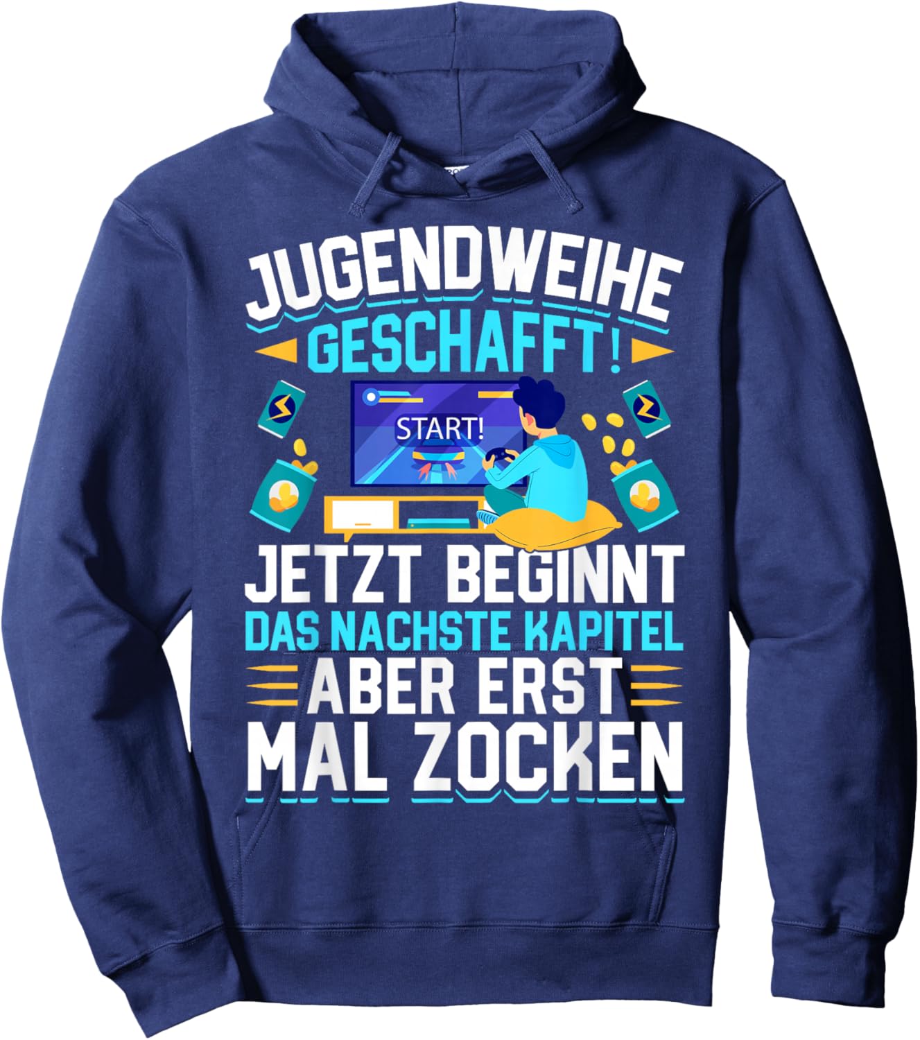 Jugendweihe Geschafft Gamer Spruch Hoodie - Hoodie | Navy