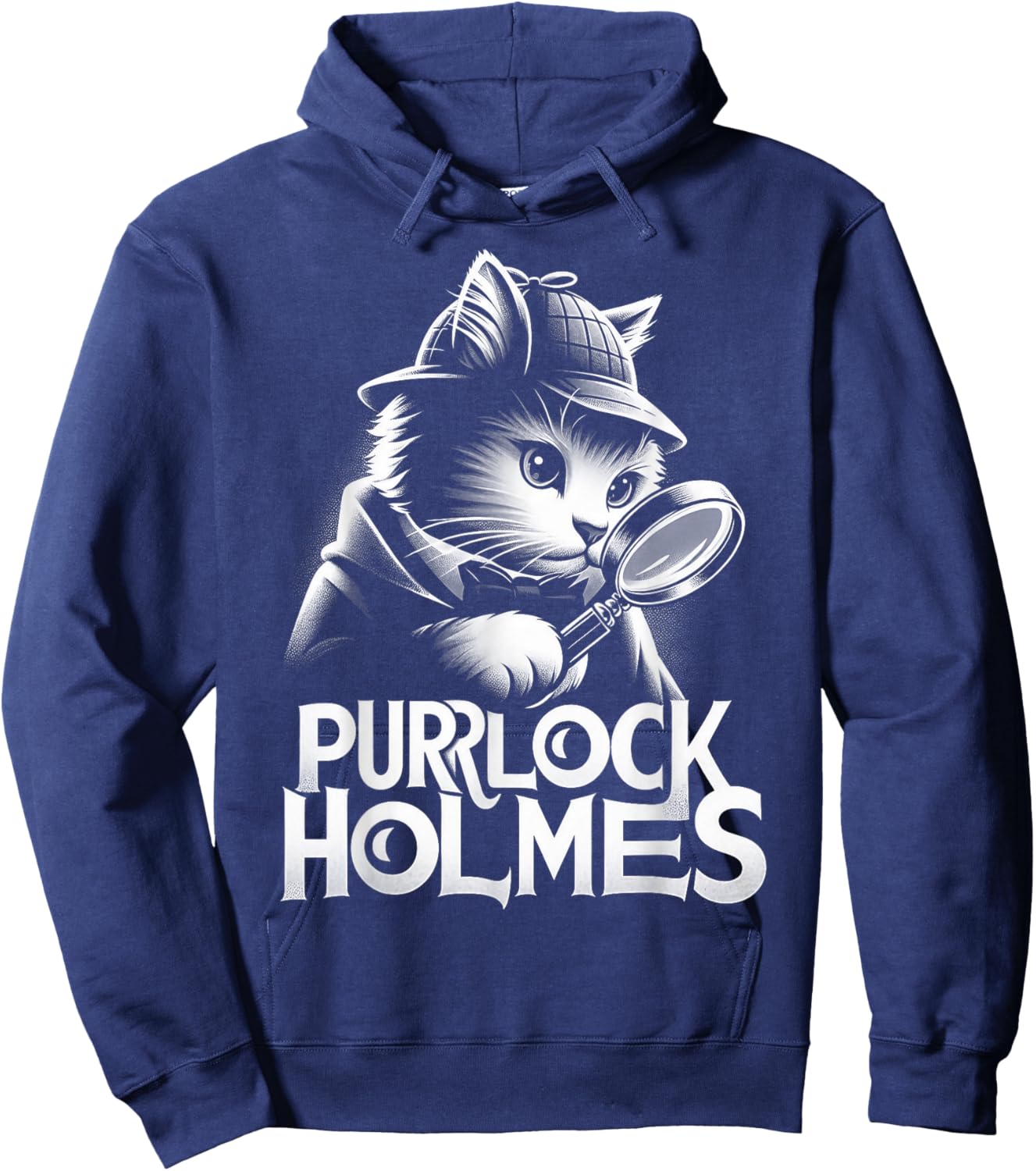 Purrlock Holmes Cat Detective - Mystery Fun Inspector Hoodie - Hoodie | Navy