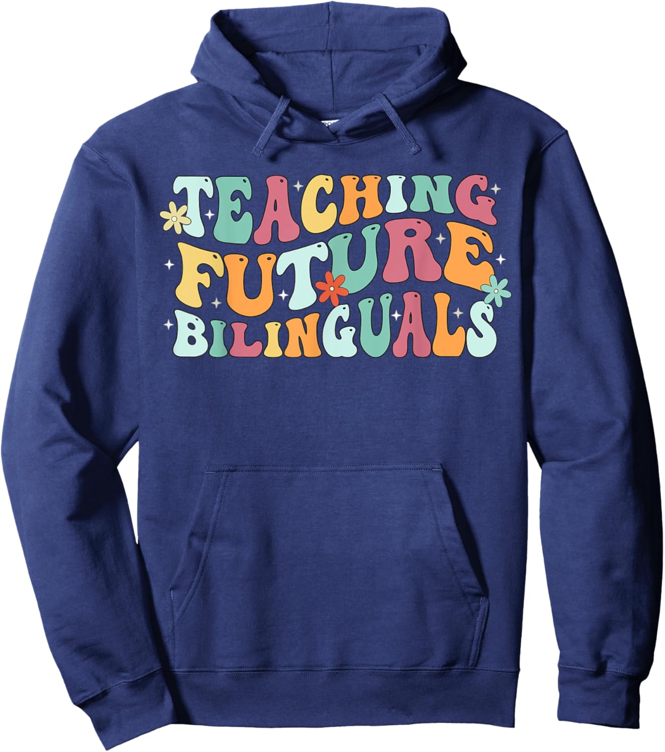 Retro Groovy Maestra Funny Spanish Teacher Bilingual Women Hoodie - Hoodie | Navy