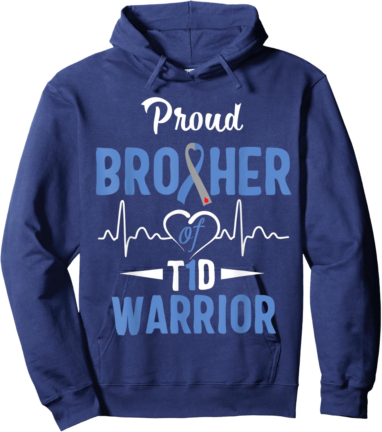 T1D Proud Brother Diabetes Awareness Type 1 Insulin Pancreas Hoodie - Hoodie | Navy