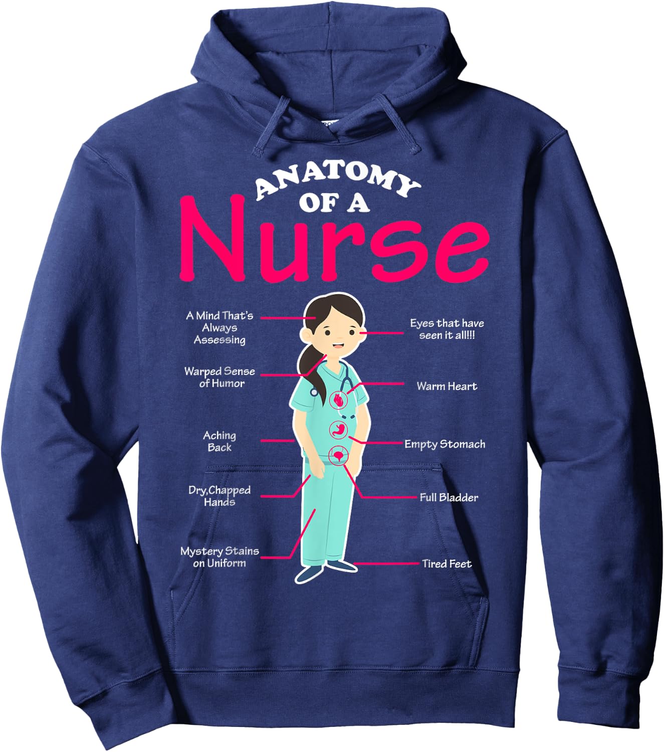 RN LVN Nurse Anatomy Scrub Cool Nursing Graduate Gift Hoodie - Hoodie | Navy