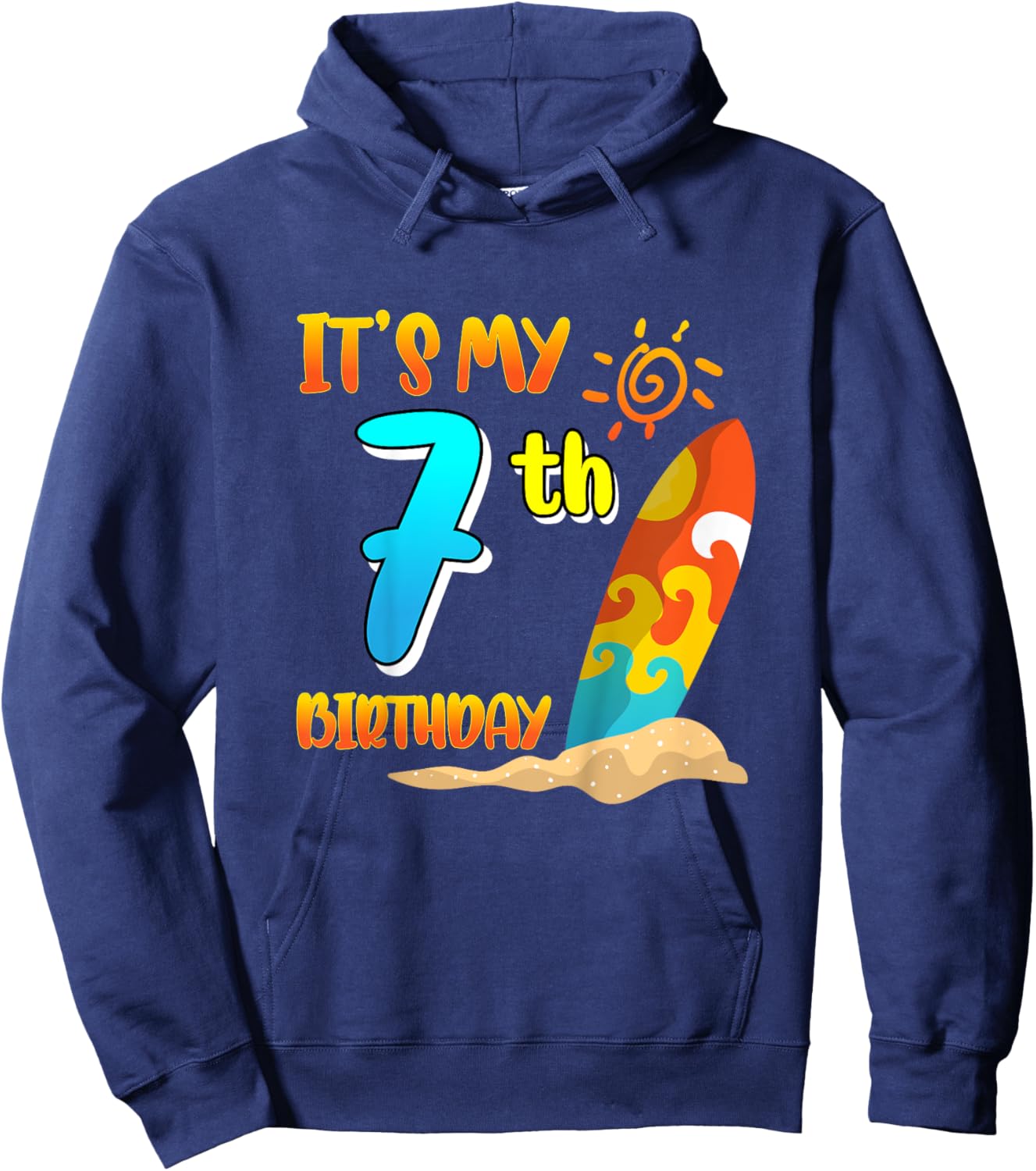 It's My 7th Birthday Surfing Beach Pool Party 7 Years Old for Girls Kids Hoodie - Hoodie | Navy