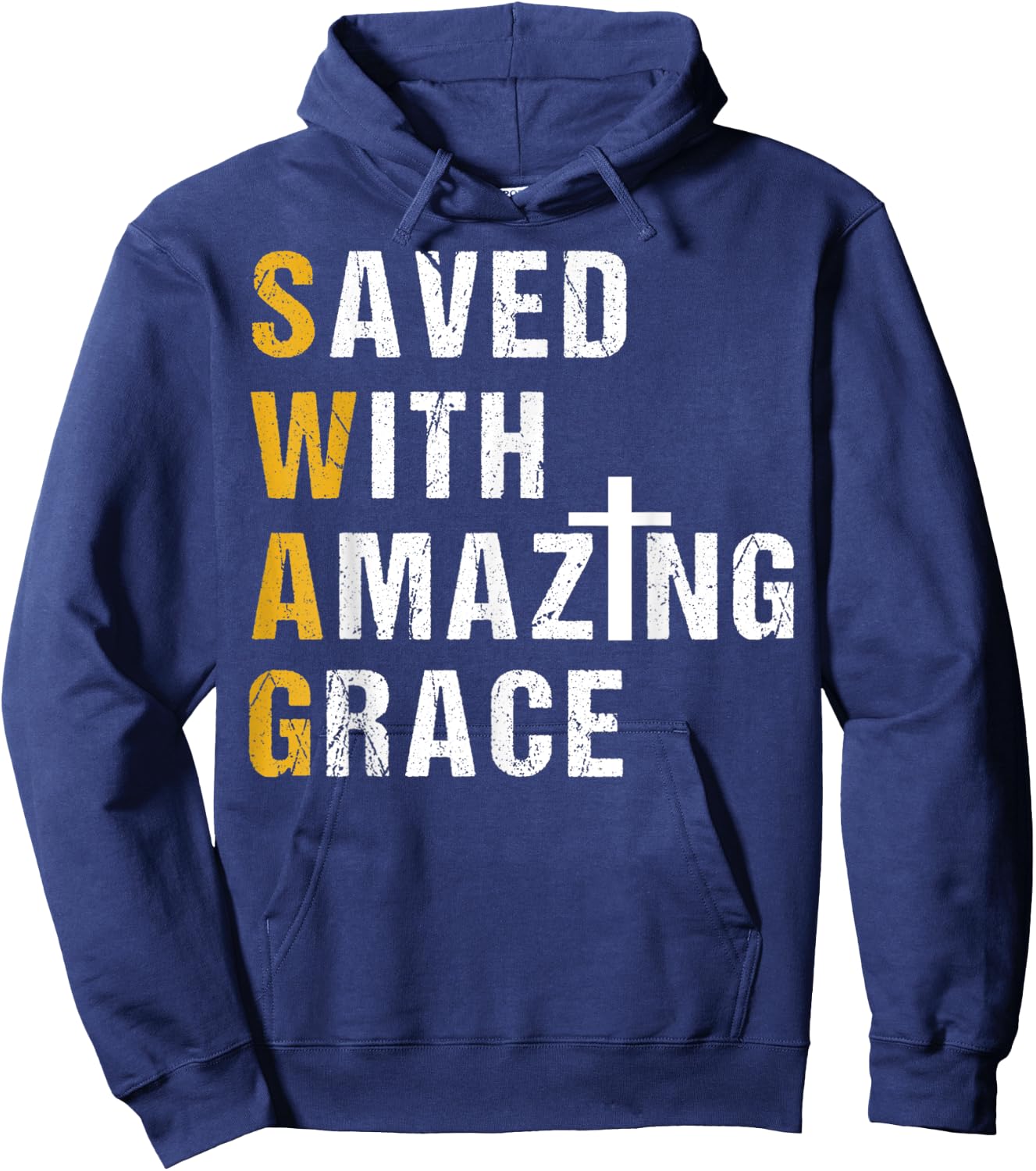 Saved With Amazing Grace T Shirt Christian Gift Swag T Shirt Hoodie - Hoodie | Navy