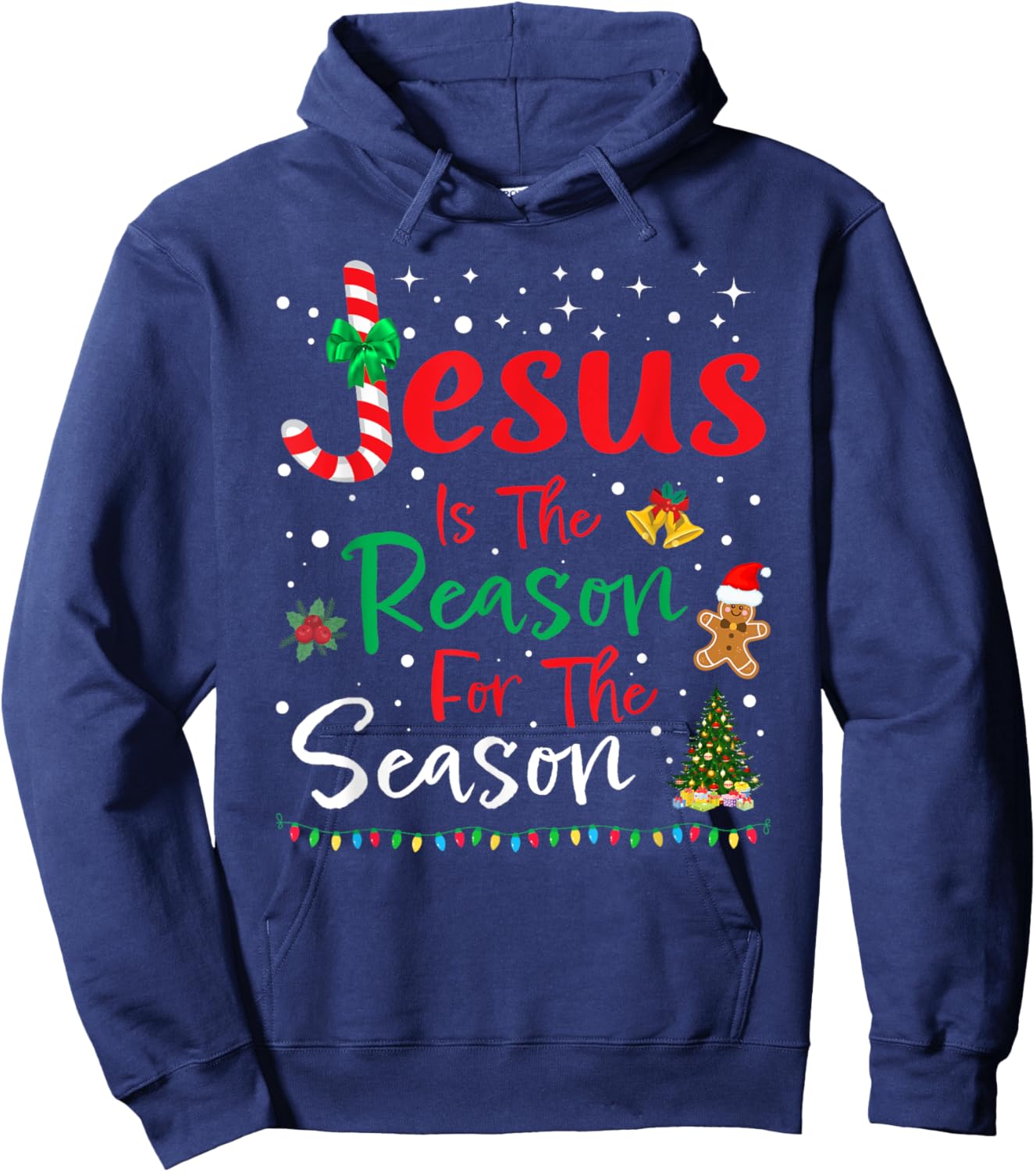Jesus Is The Reason for The Season Christmas Family Pajamas Hoodie - Hoodie | Navy