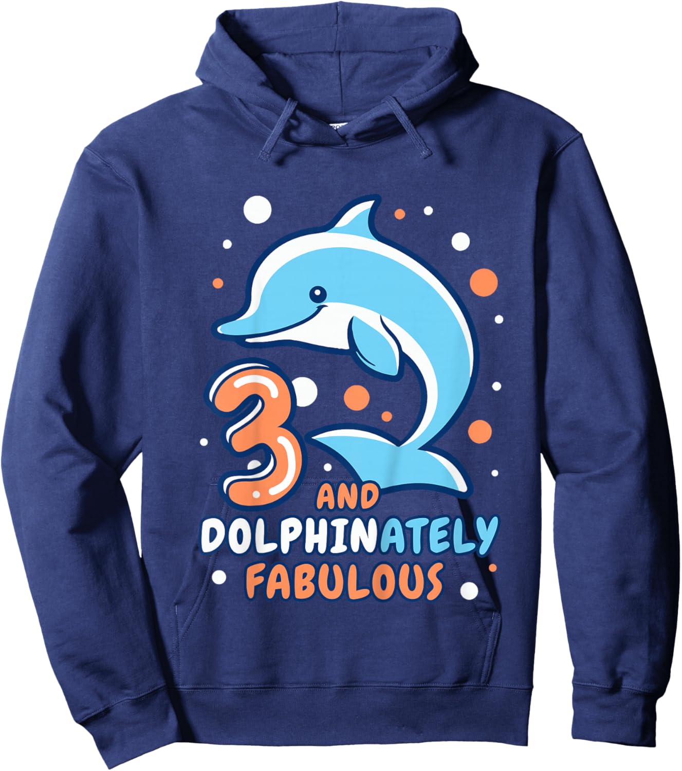 Kids Dolphin 3rd Birthday Outfit Dolphin Birthday Party Age 3 Hoodie - Hoodie | Navy