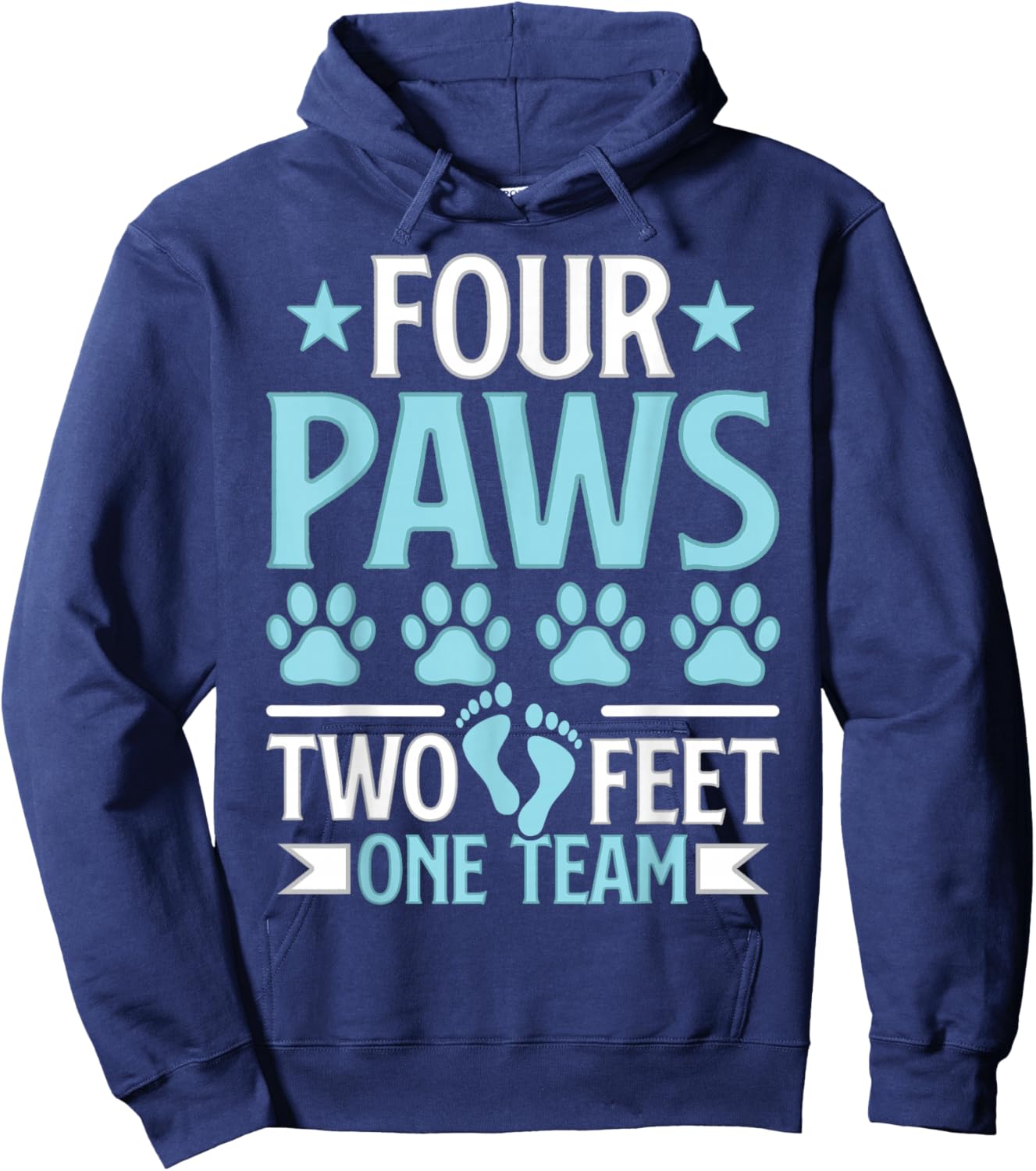 Four Paws Two Feet One Team Funny Dog Trainer Training Hoodie - Hoodie | Navy