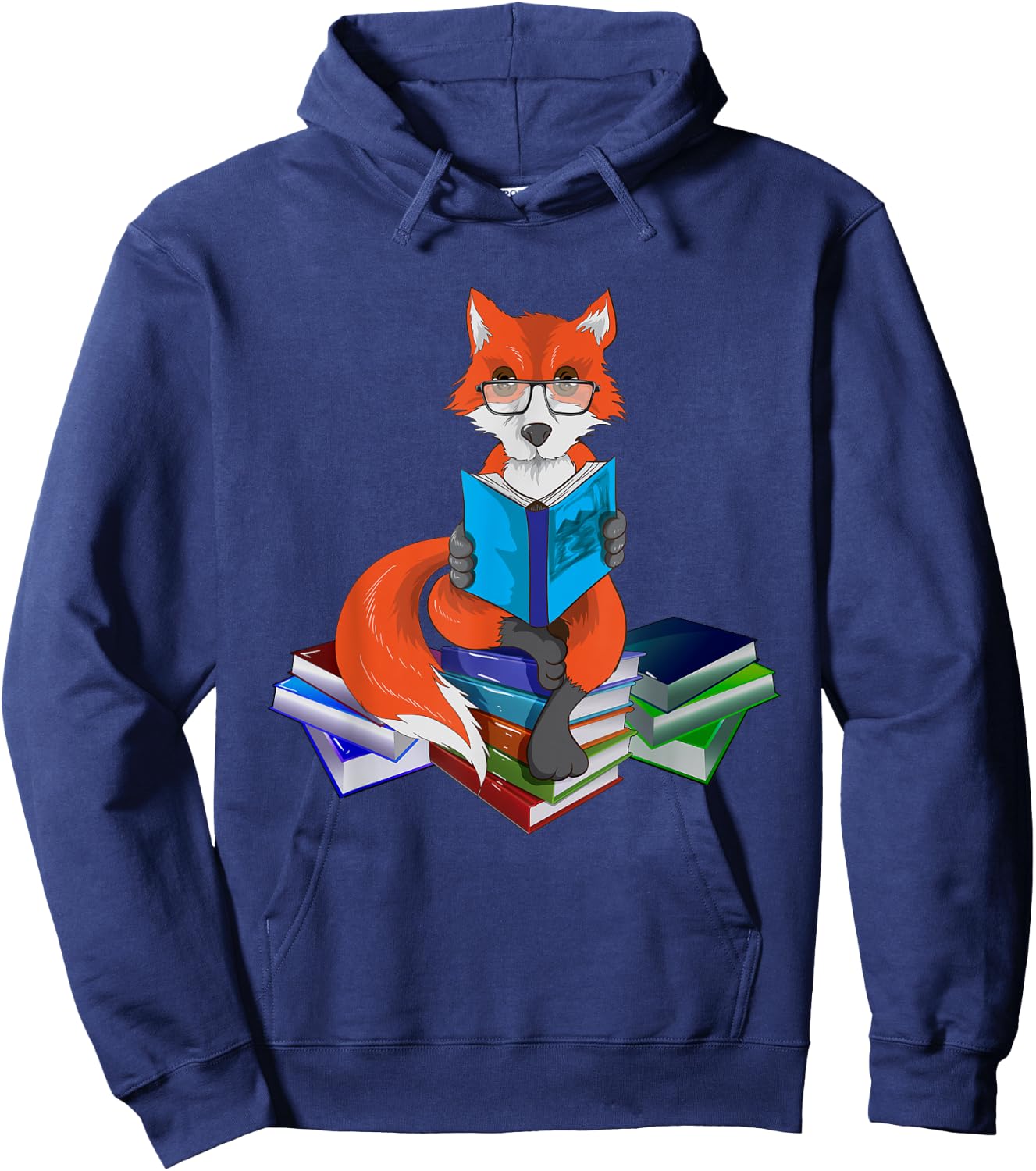 Fox nerd reading books bookworm library book Hoodie - Hoodie | Navy