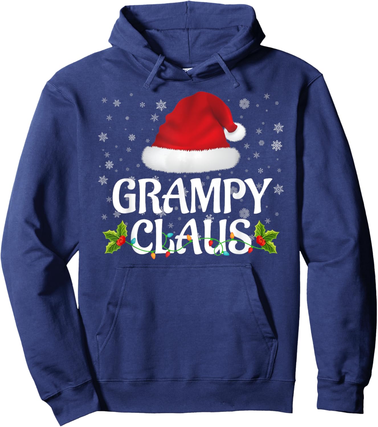 Grampy Claus Christmas Lights Santa Pajama Family Matching Hoodie - Hoodie | Navy