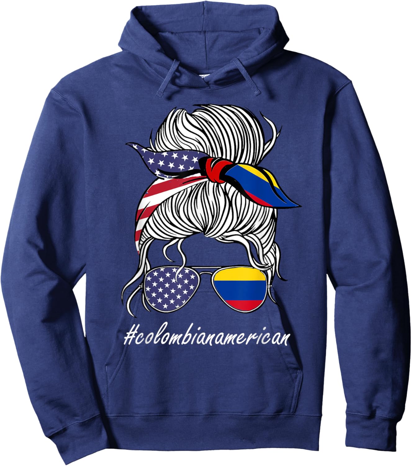 Colombia Women Heritage American Grown Girl Colombia Flag Hoodie - Hoodie | Navy