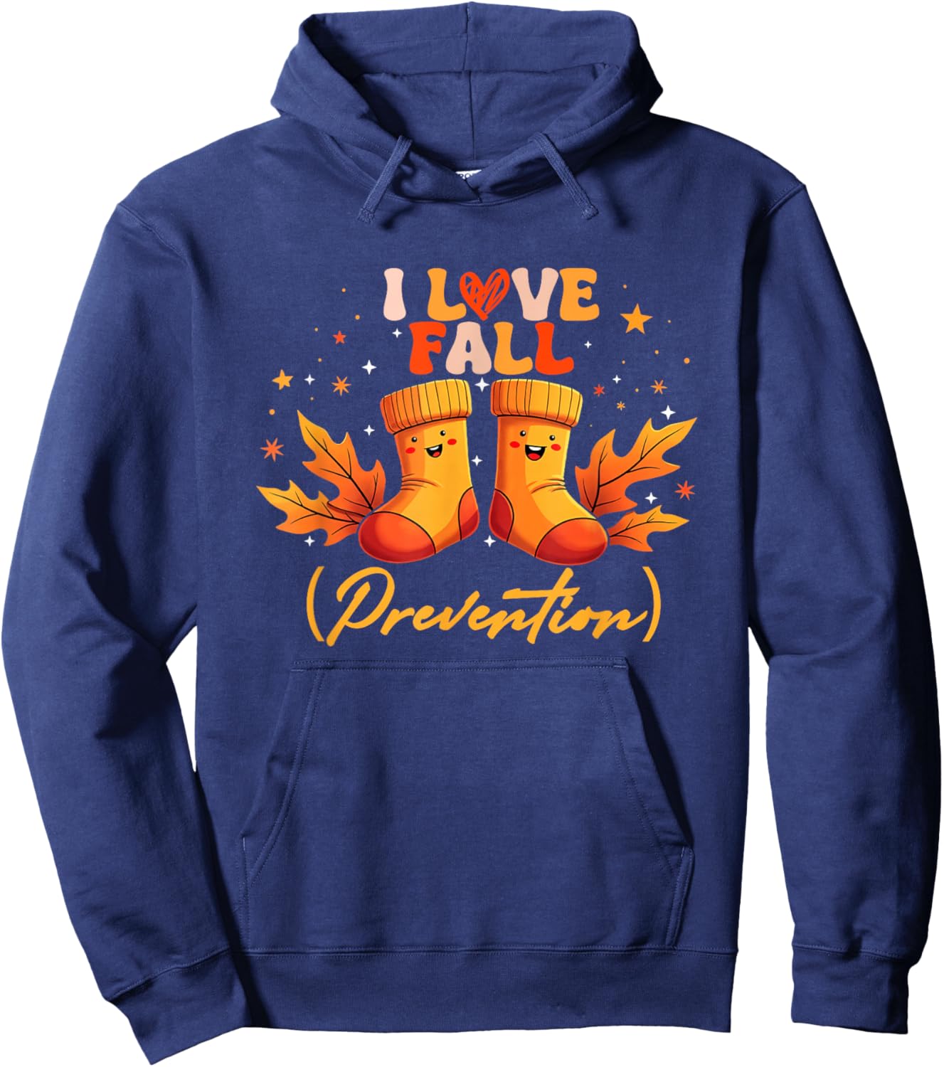Groovy Retro I Love Fall (Prevention) Safety Nurse Halloween Hoodie - Hoodie | Navy