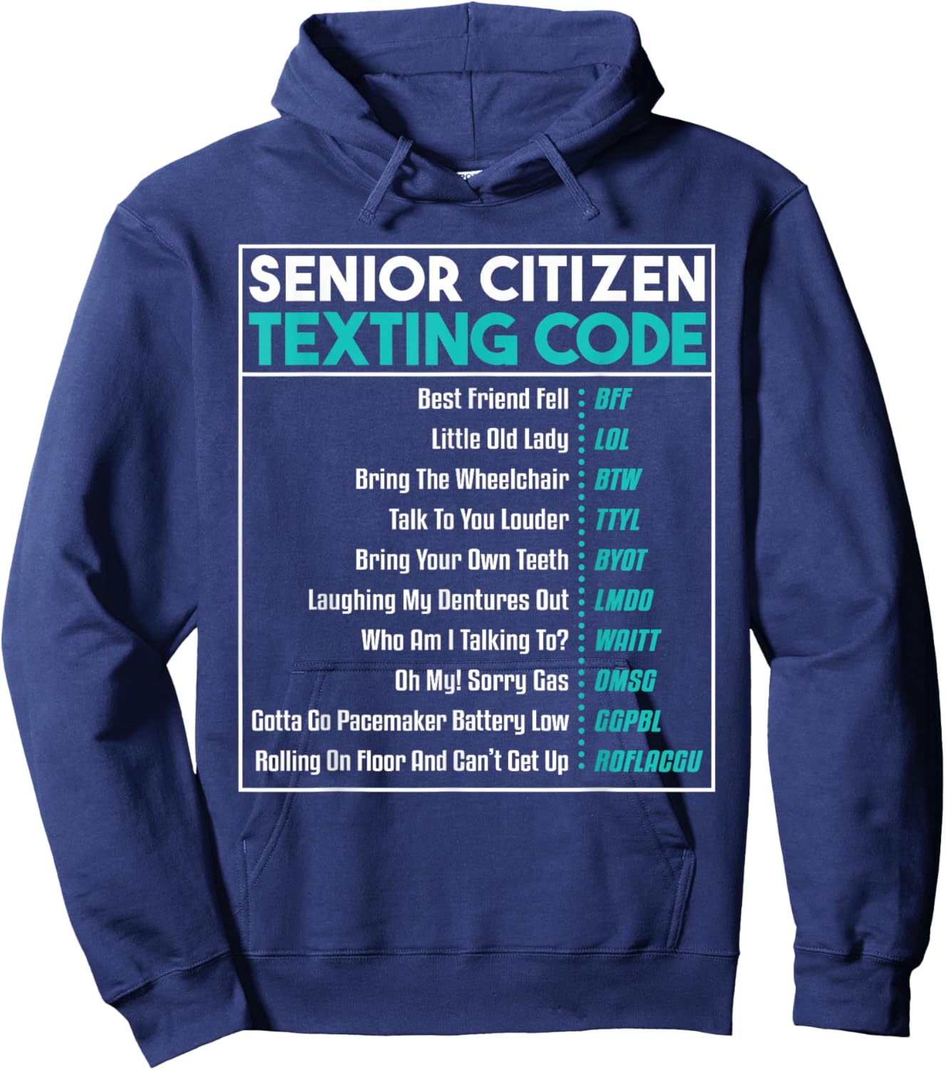 Senior Citizens Texting Code Retirement Old Elderly Parents Hoodie - Hoodie | Navy